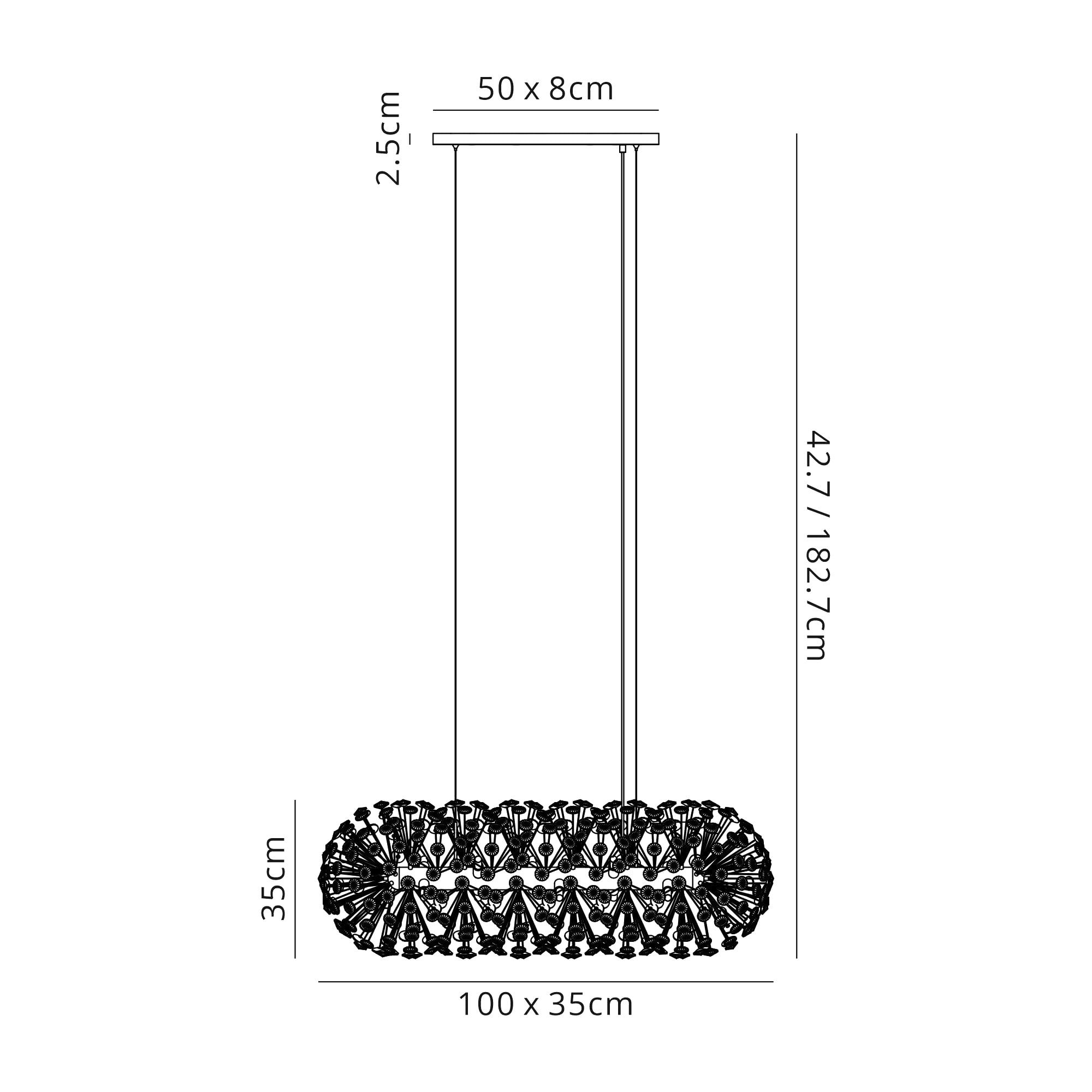 Fabula Grosvenor 10 Light Oblong Linear Pendant - Polished Chrome & Crystal (28 Extra Sets of Crystal)