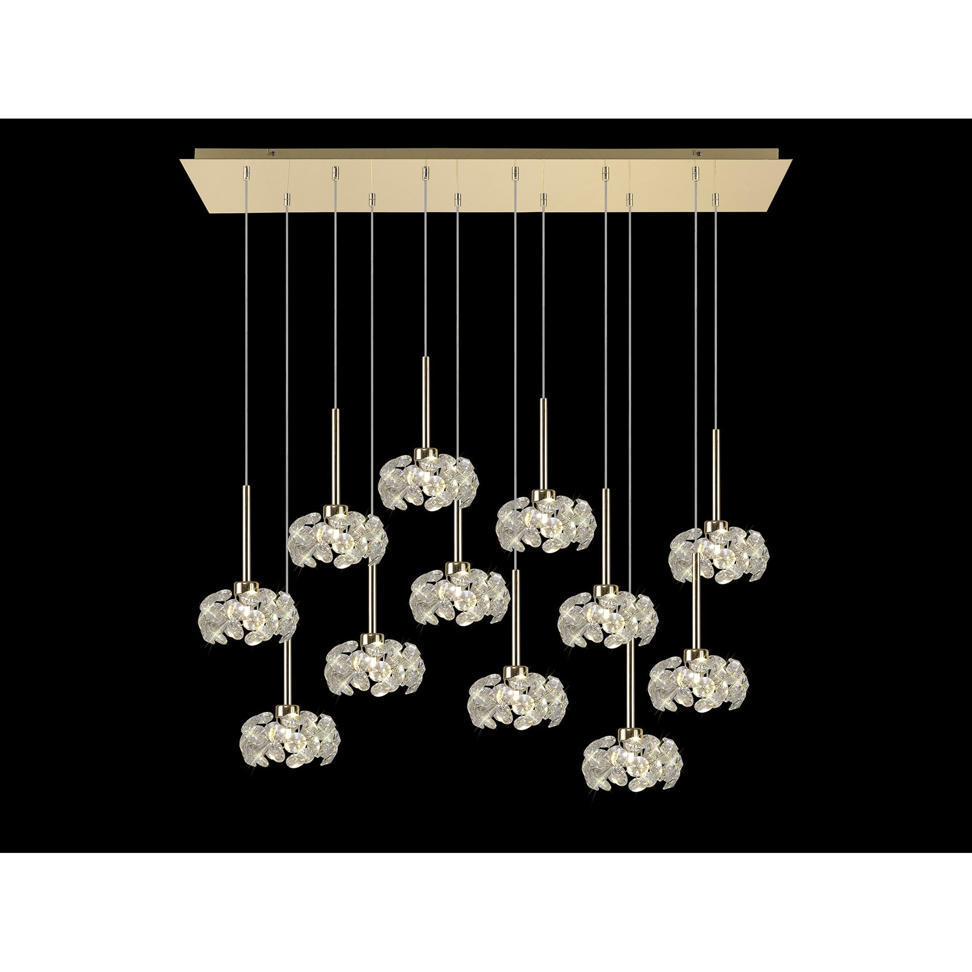 Fabula Grosvenor 12 Light Linear Pendant - French Gold & Crystal Glass