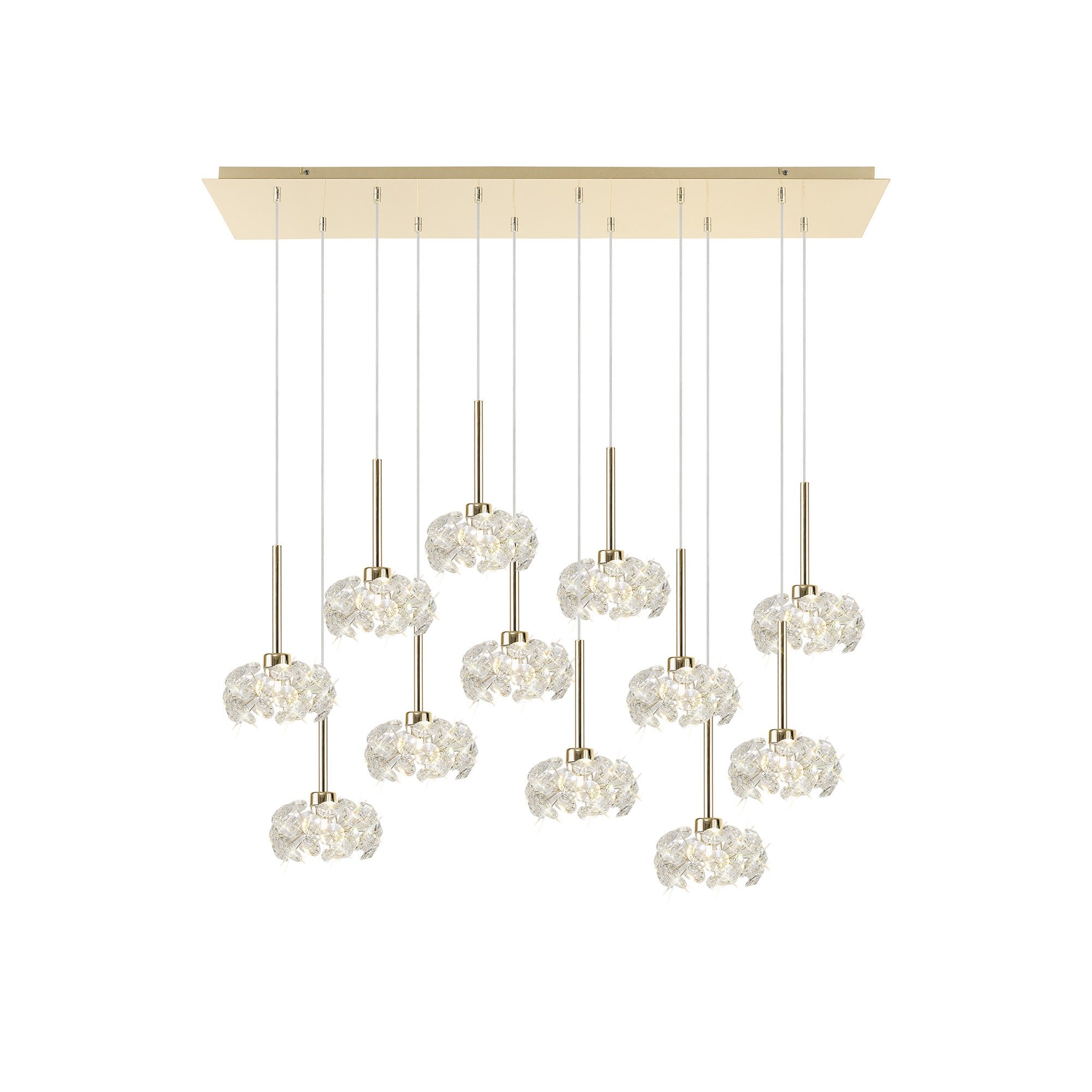Fabula Grosvenor 12 Light Linear Pendant - French Gold & Crystal Glass