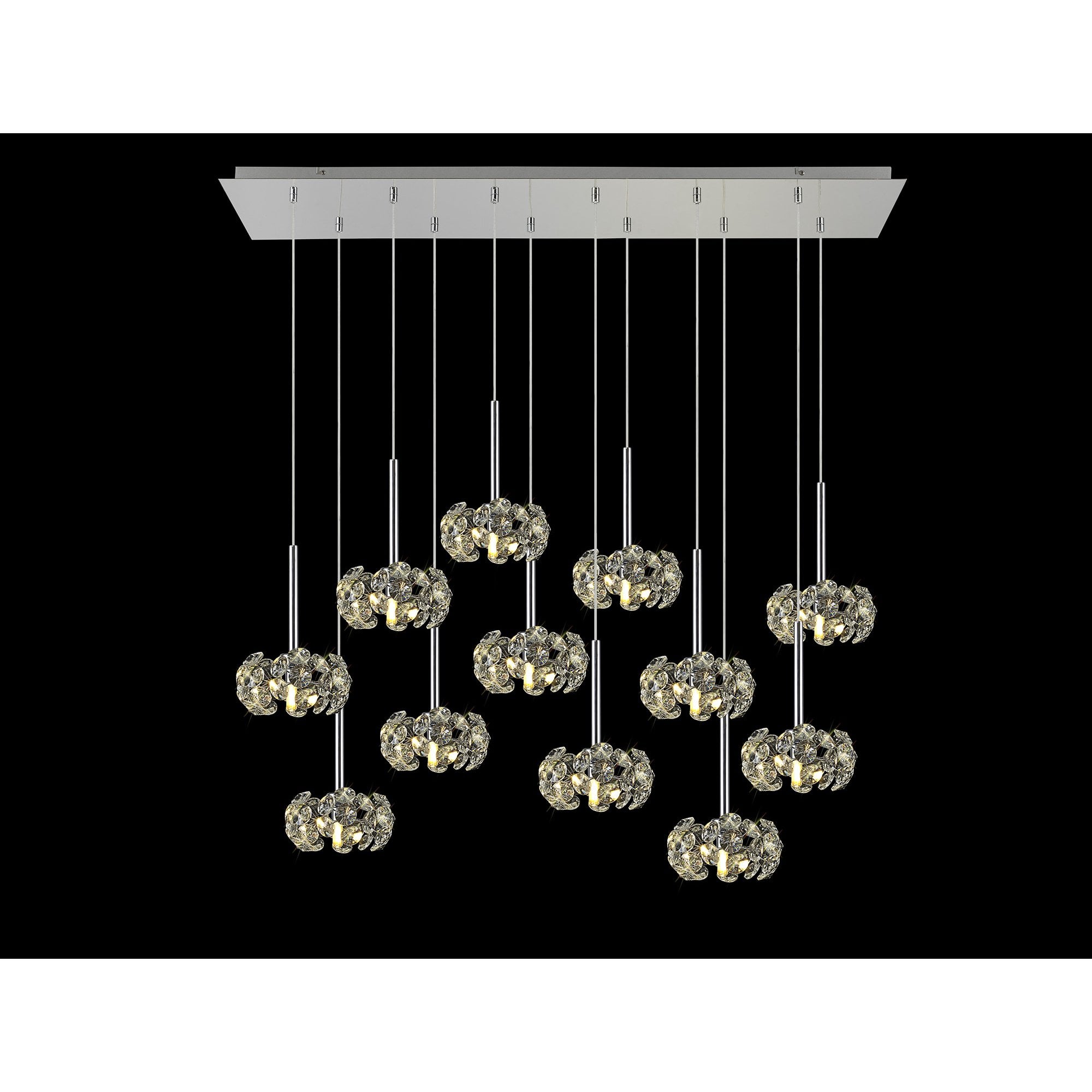 Fabula Grosvenor 12 Light Linear Pendant - Polished Chrome & Crystal Glass