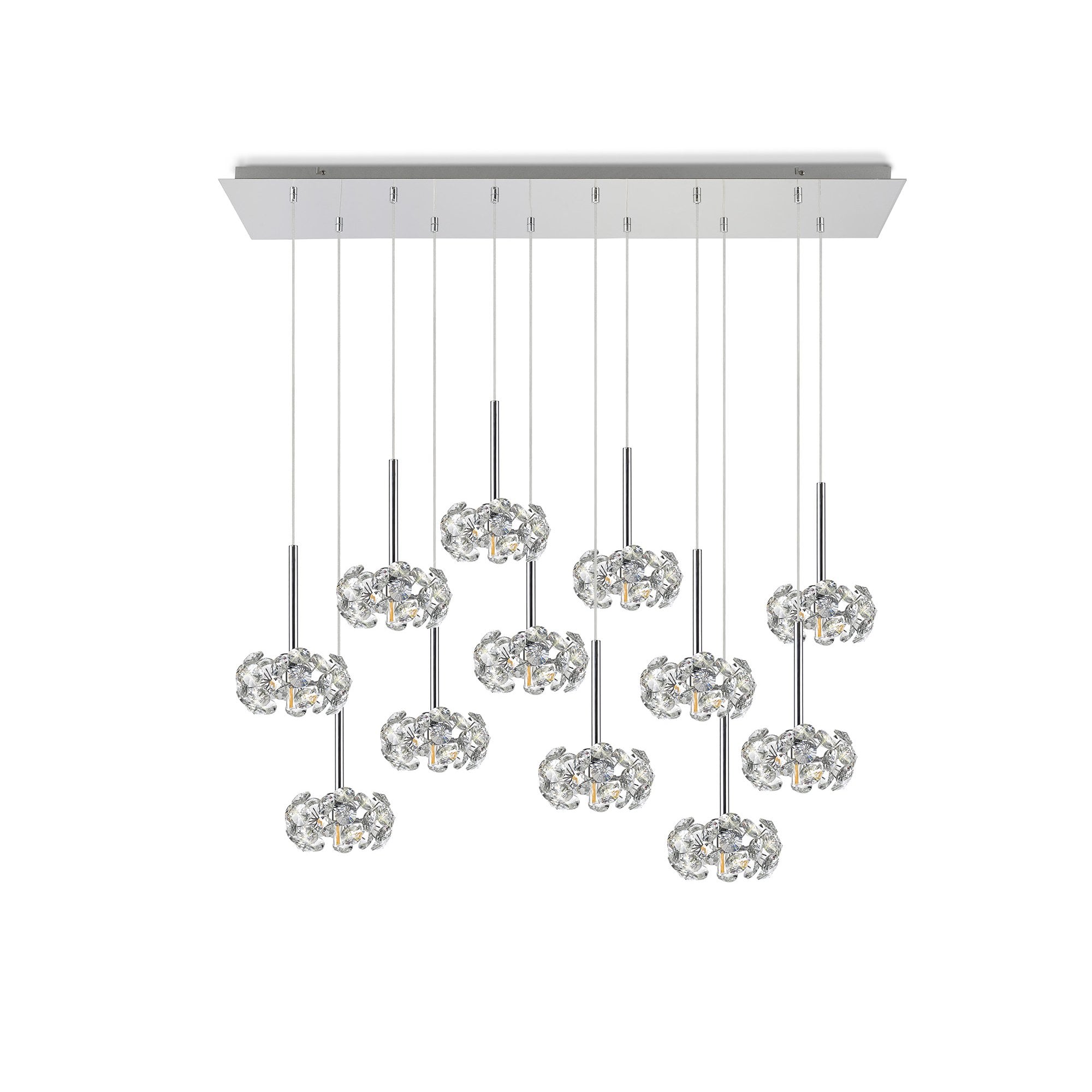 Fabula Grosvenor 12 Light Linear Pendant - Polished Chrome & Crystal Glass