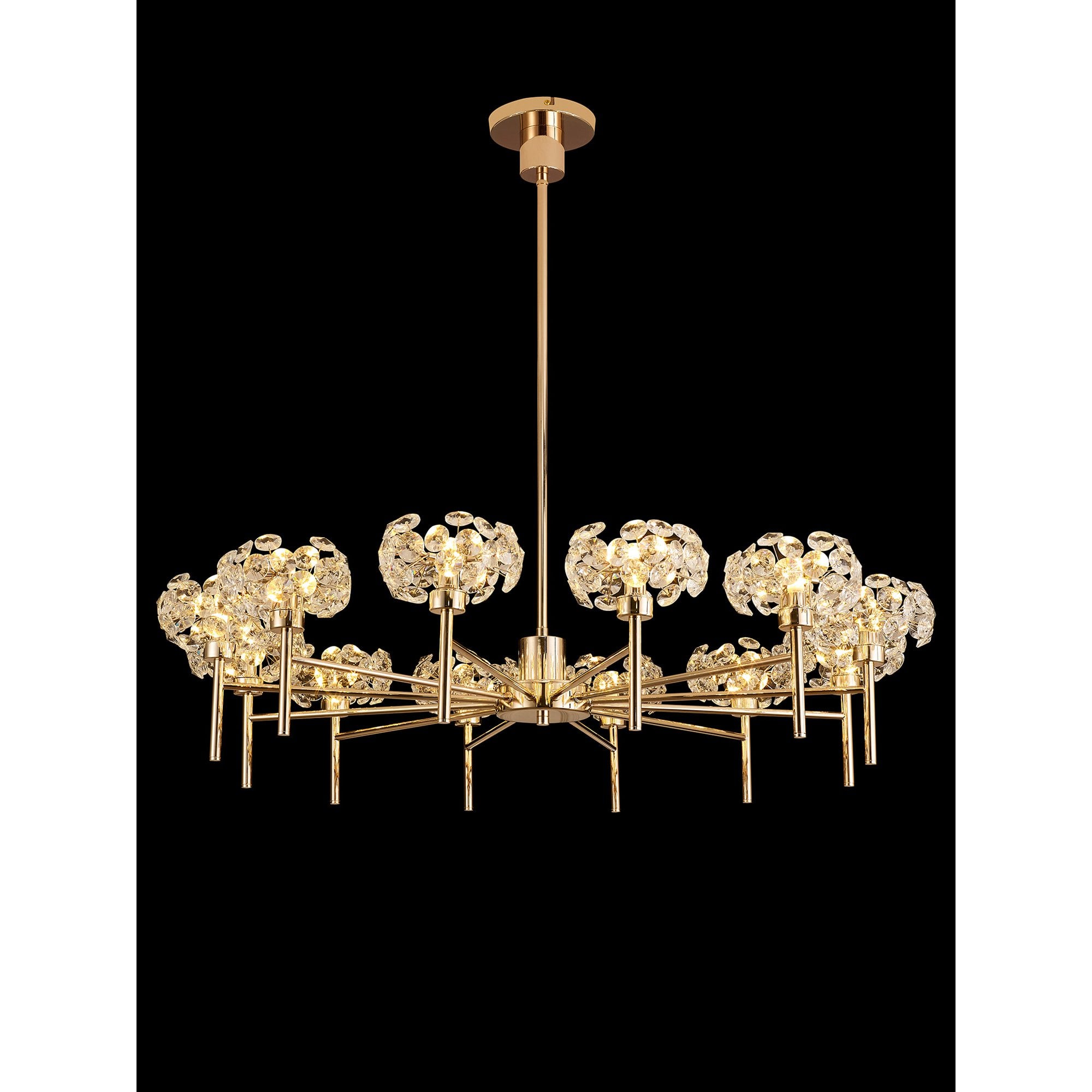 Fabula Grosvenor 12 Light Telescopic Light - French Gold & Crystal Glass
