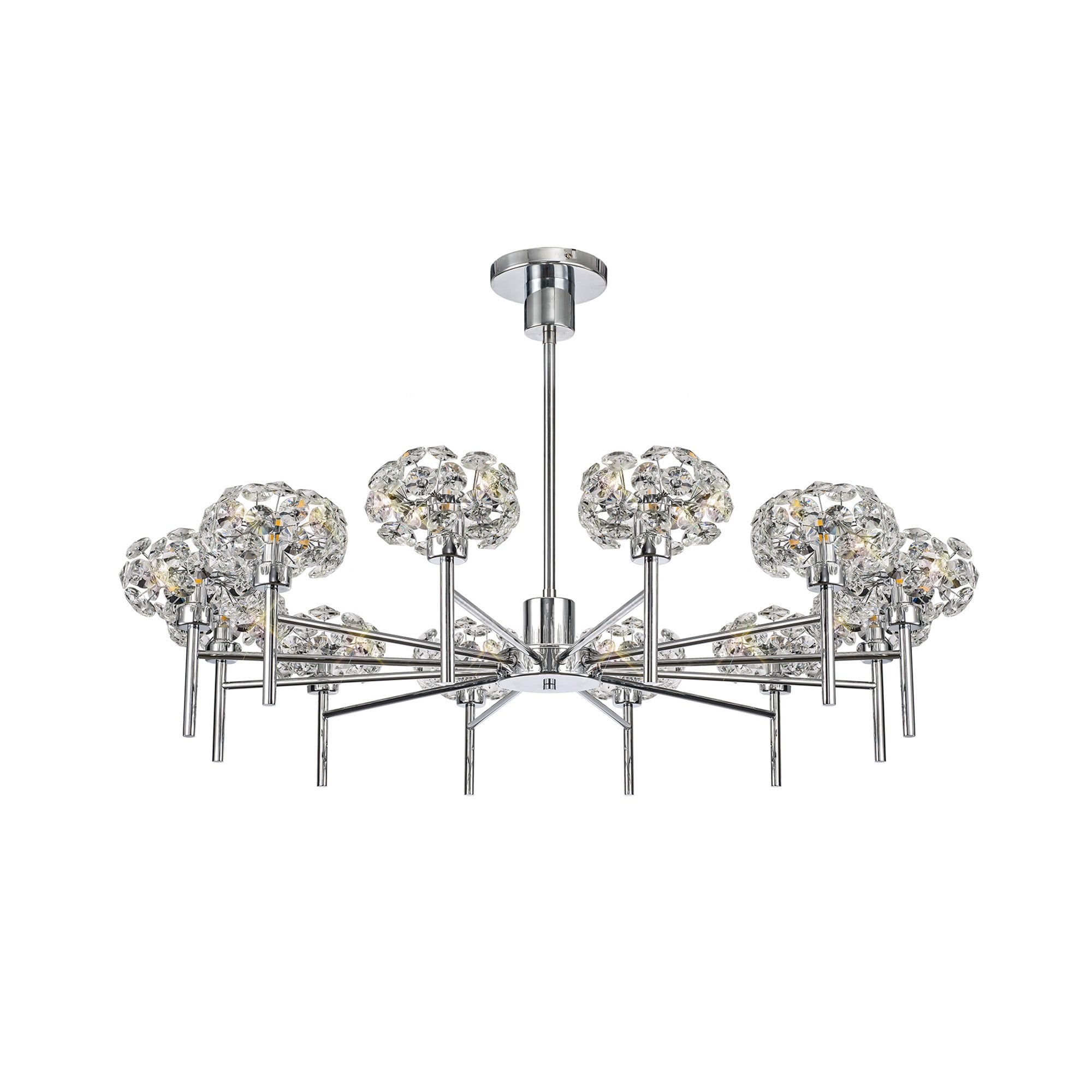 Fabula Grosvenor 12 Light Telescopic Light - Polished Chrome & Crystal Glass
