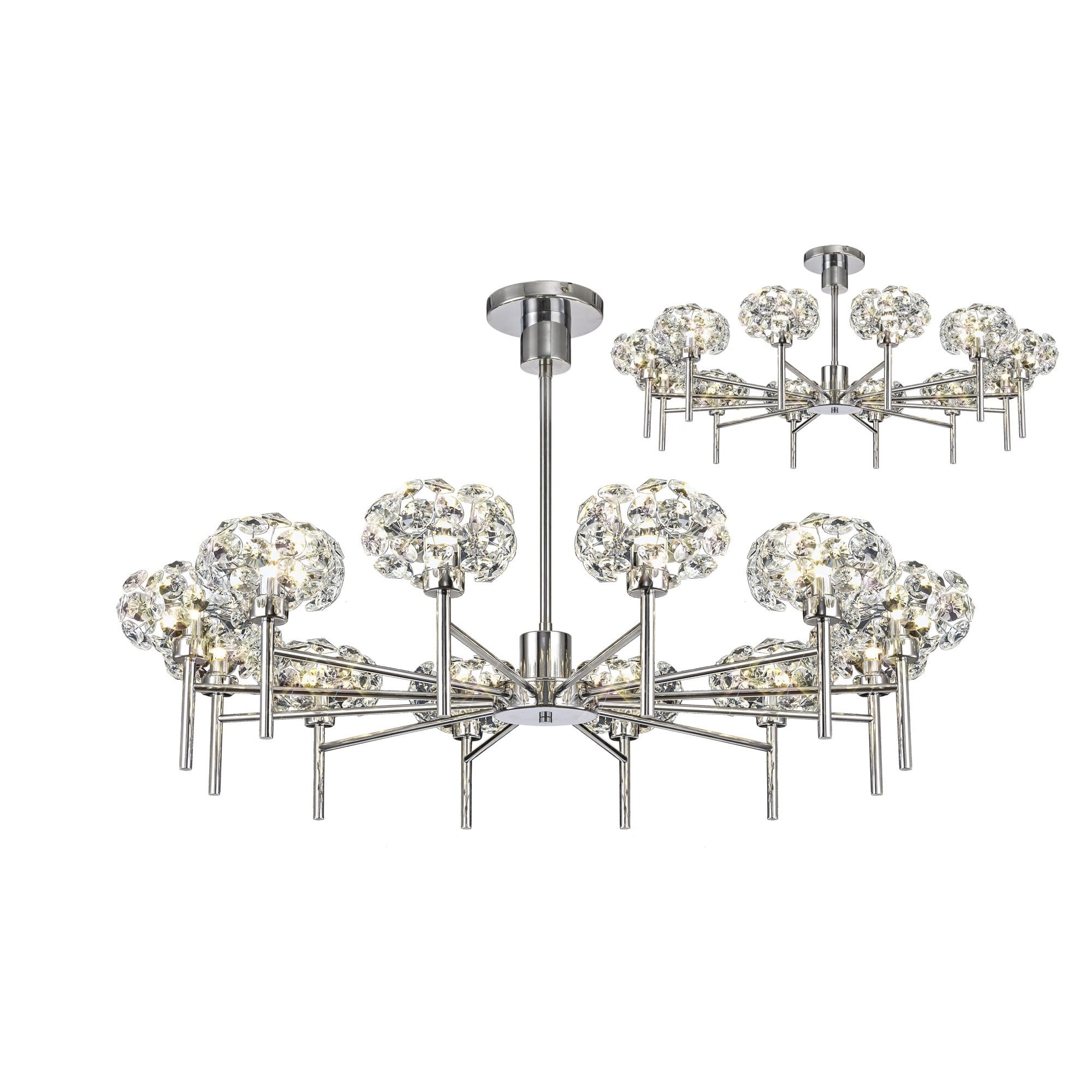 Fabula Grosvenor 12 Light Telescopic Light - Polished Chrome & Crystal Glass