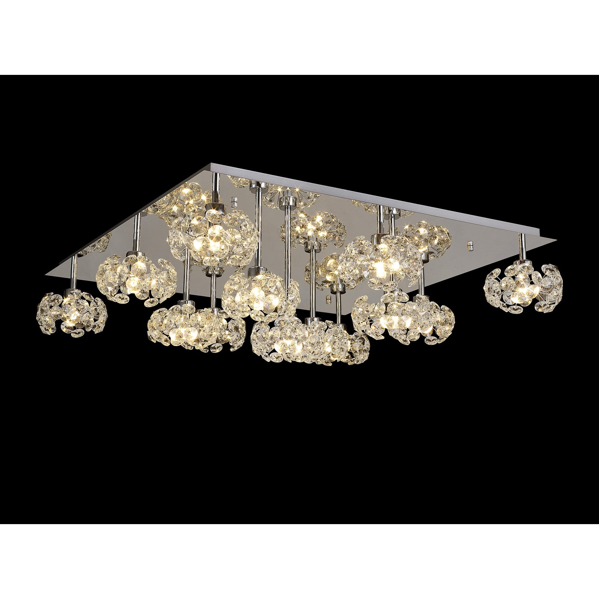Fabula Grosvenor 13 Light Square Flush Light - Polished Chrome & Crystal Glass
