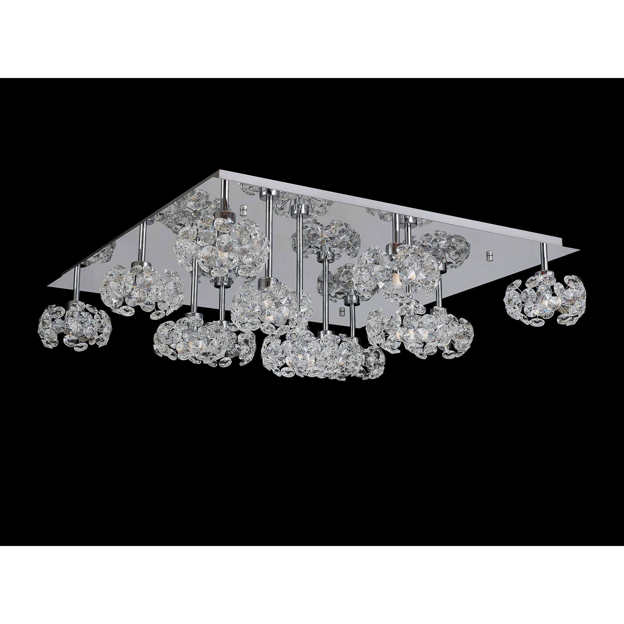 Fabula Grosvenor 13 Light Square Flush Light - Polished Chrome & Crystal Glass