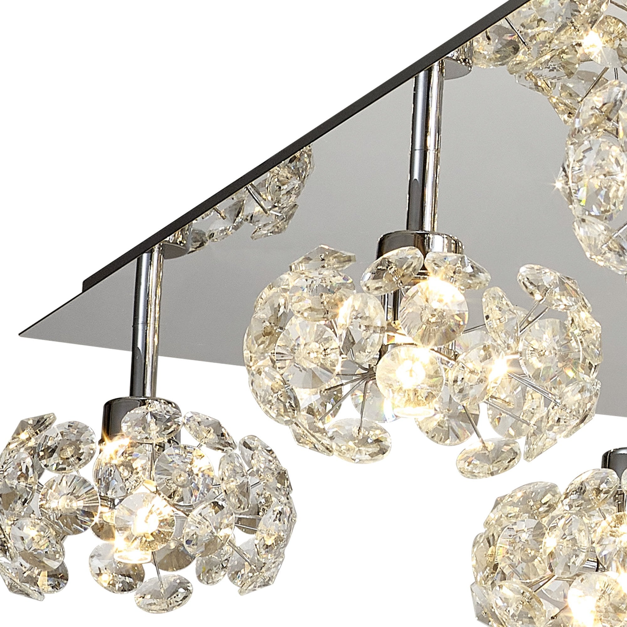 Fabula Grosvenor 13 Light Square Flush Light - Polished Chrome & Crystal Glass