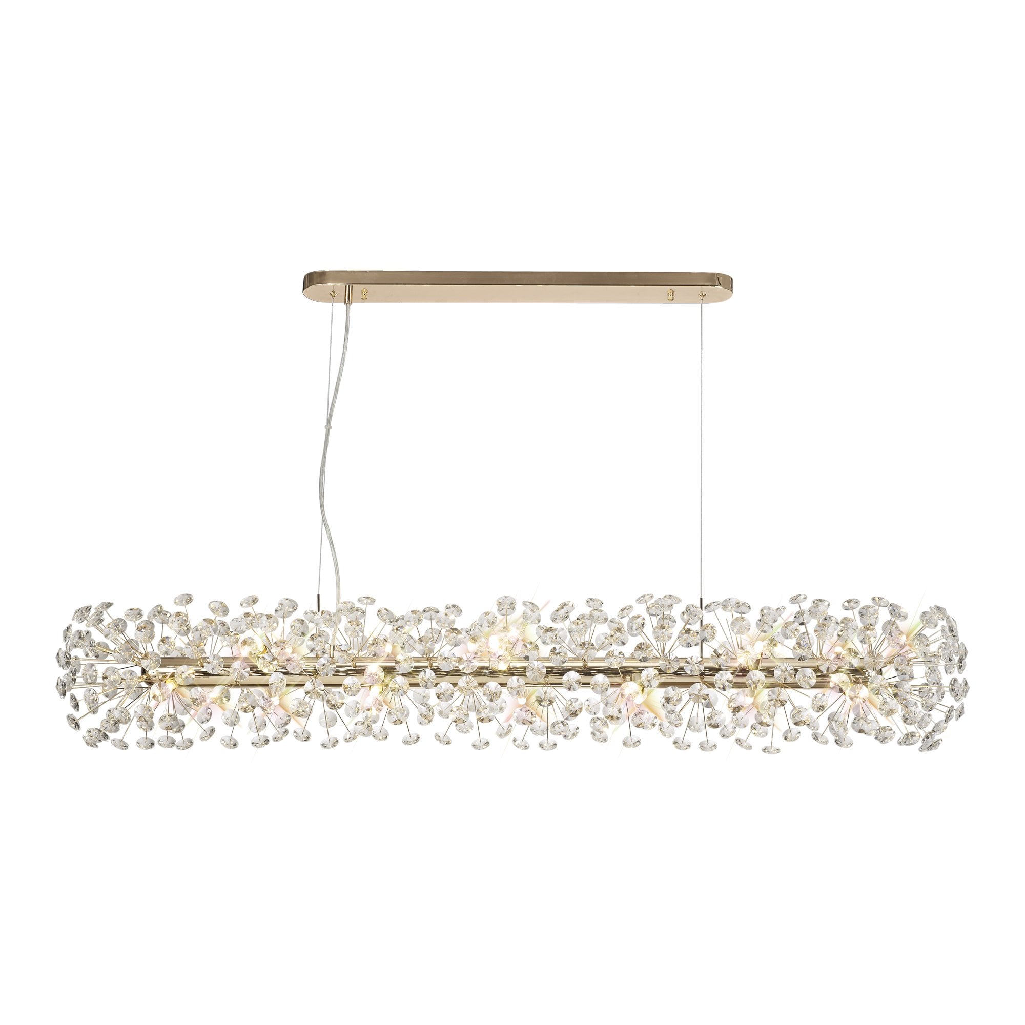 Fabula Grosvenor 14 Light Oblong Linear Pendant - French Gold & Crystal