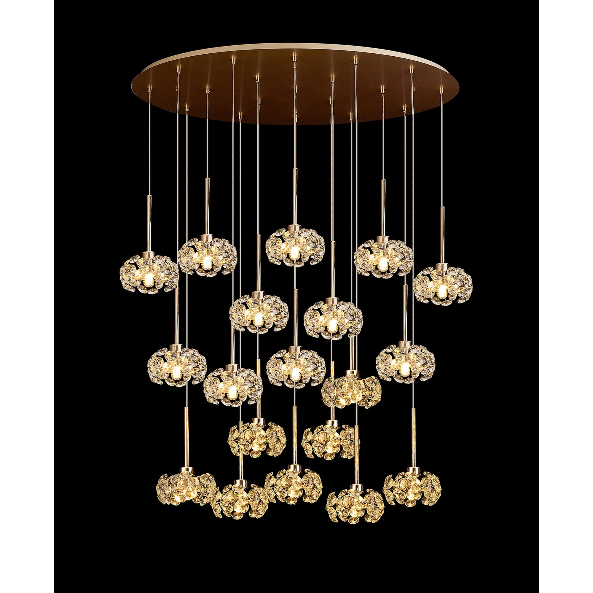 Fabula Grosvenor 19 Light Oval Multi-Drop Pendant - French Gold & Crystal Glass