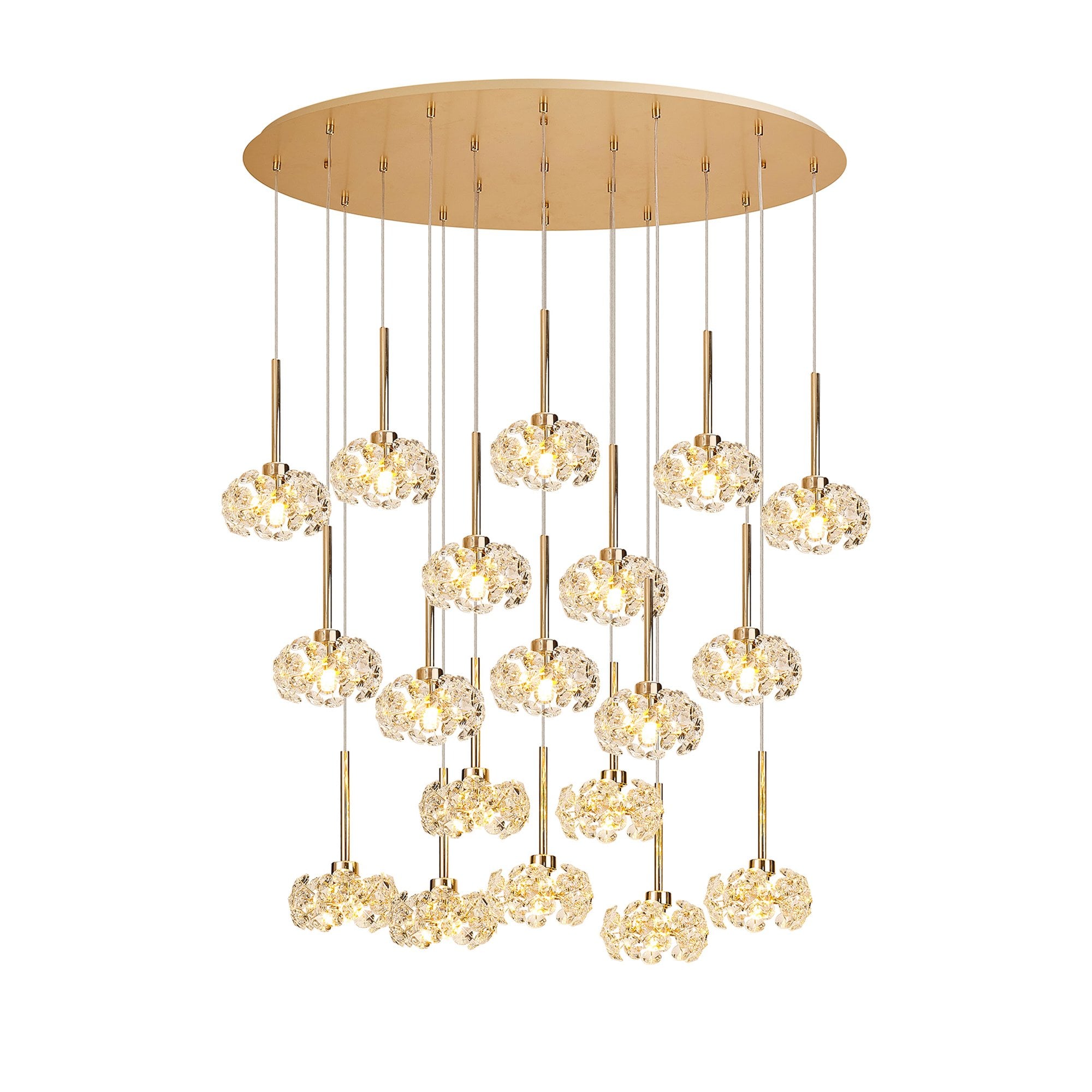 Fabula Grosvenor 19 Light Oval Multi-Drop Pendant - French Gold & Crystal Glass