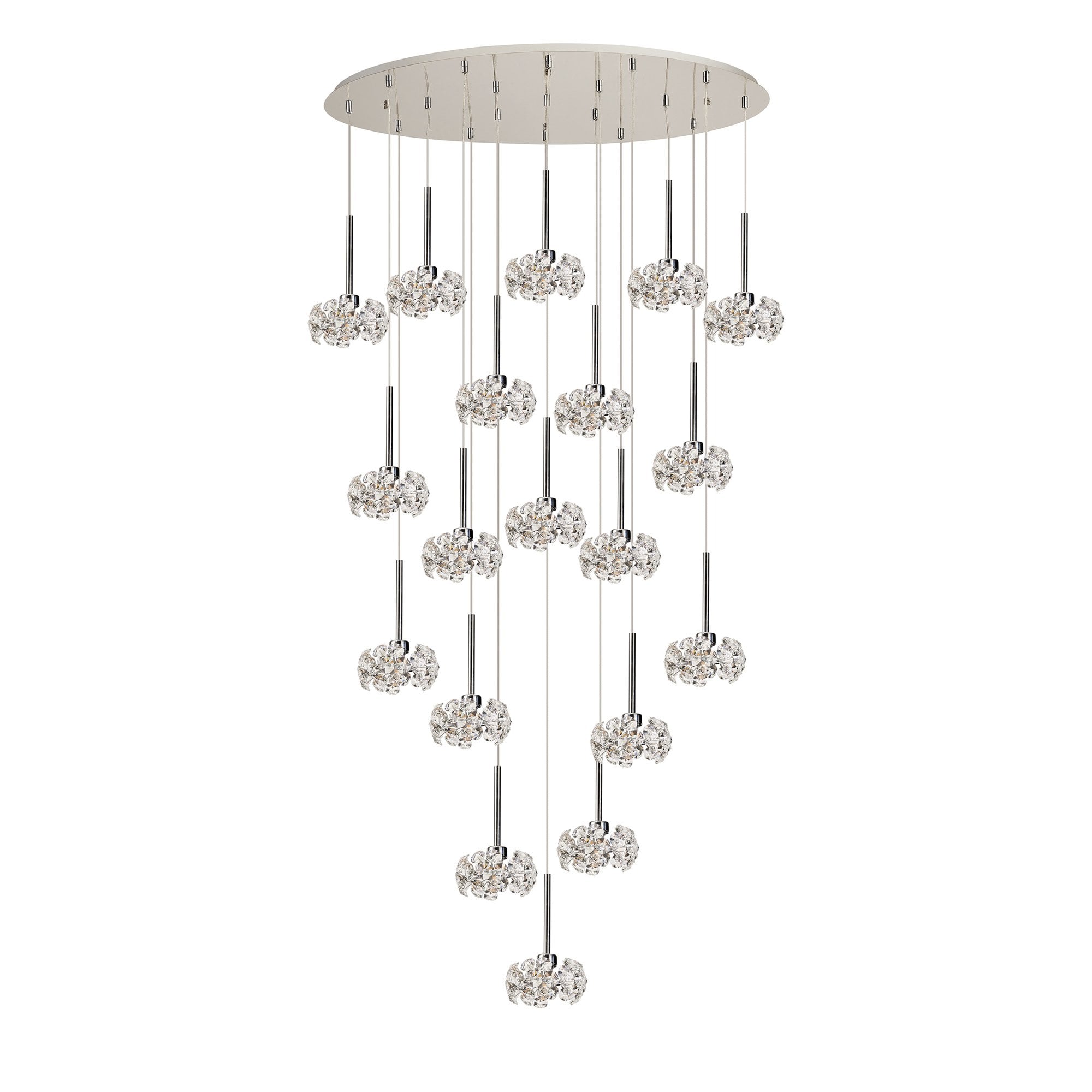 Fabula Grosvenor 19 Light Oval Multi-Drop Pendant - Polished Chrome & Crystal Glass