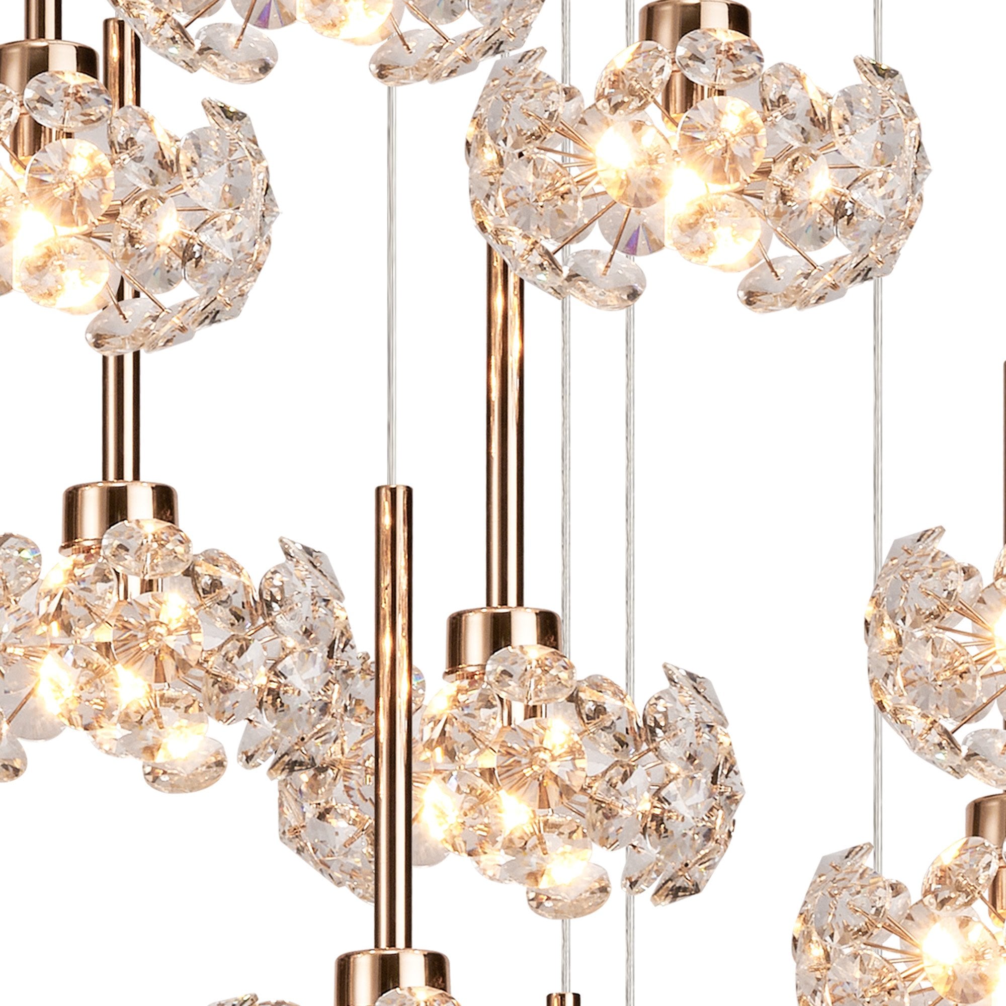 Fabula Grosvenor 19 Light Round 3-Tiered Pendant - French Gold & Crystal Glass
