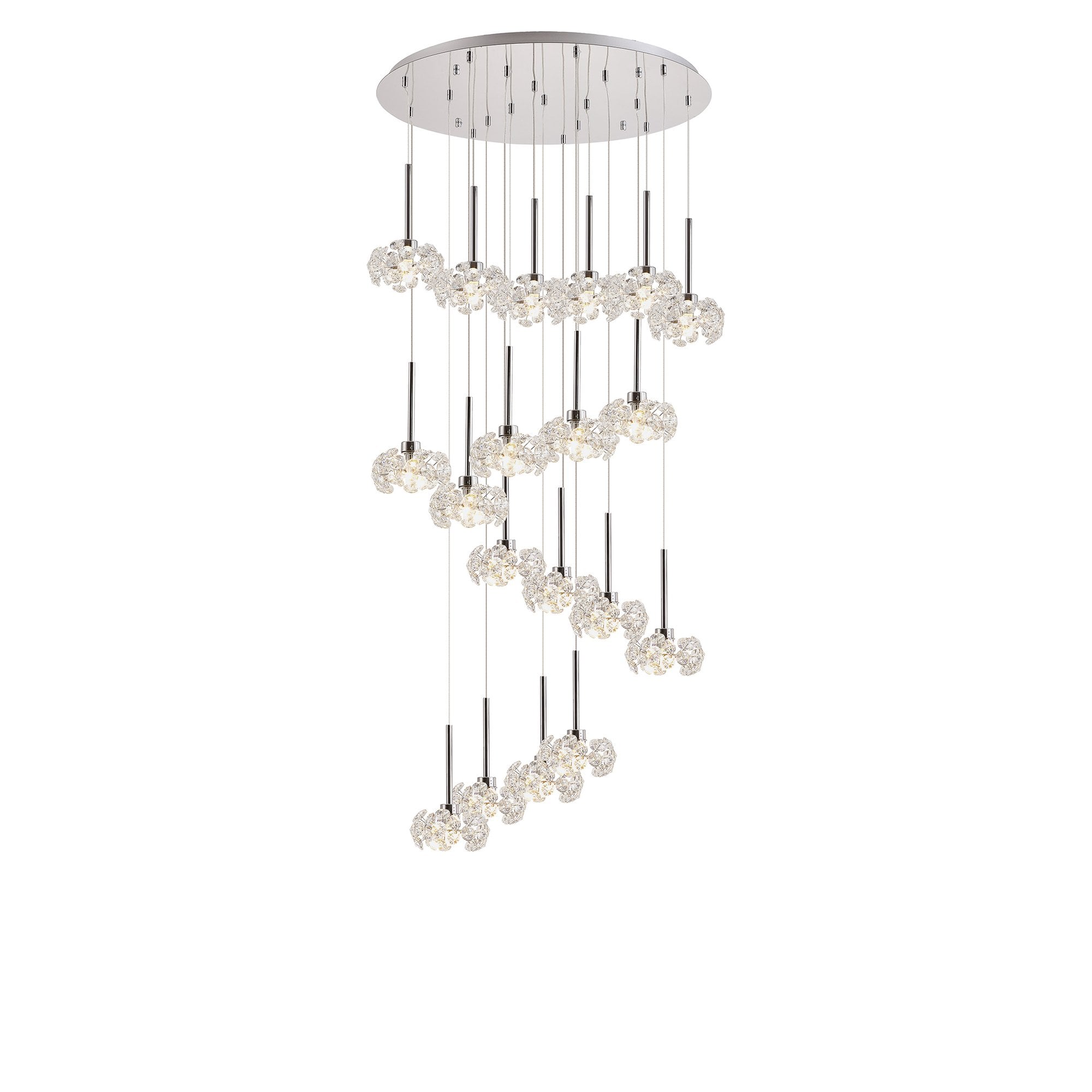 Fabula Grosvenor 19 Light Round Multi-Drop Pendant - Polished Chrome & Crystal Glass