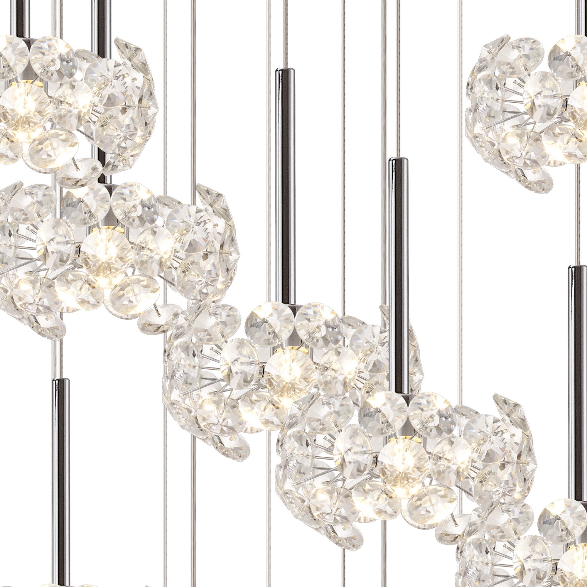 Fabula Grosvenor 19 Light Round Multi-Drop Pendant - Polished Chrome & Crystal Glass