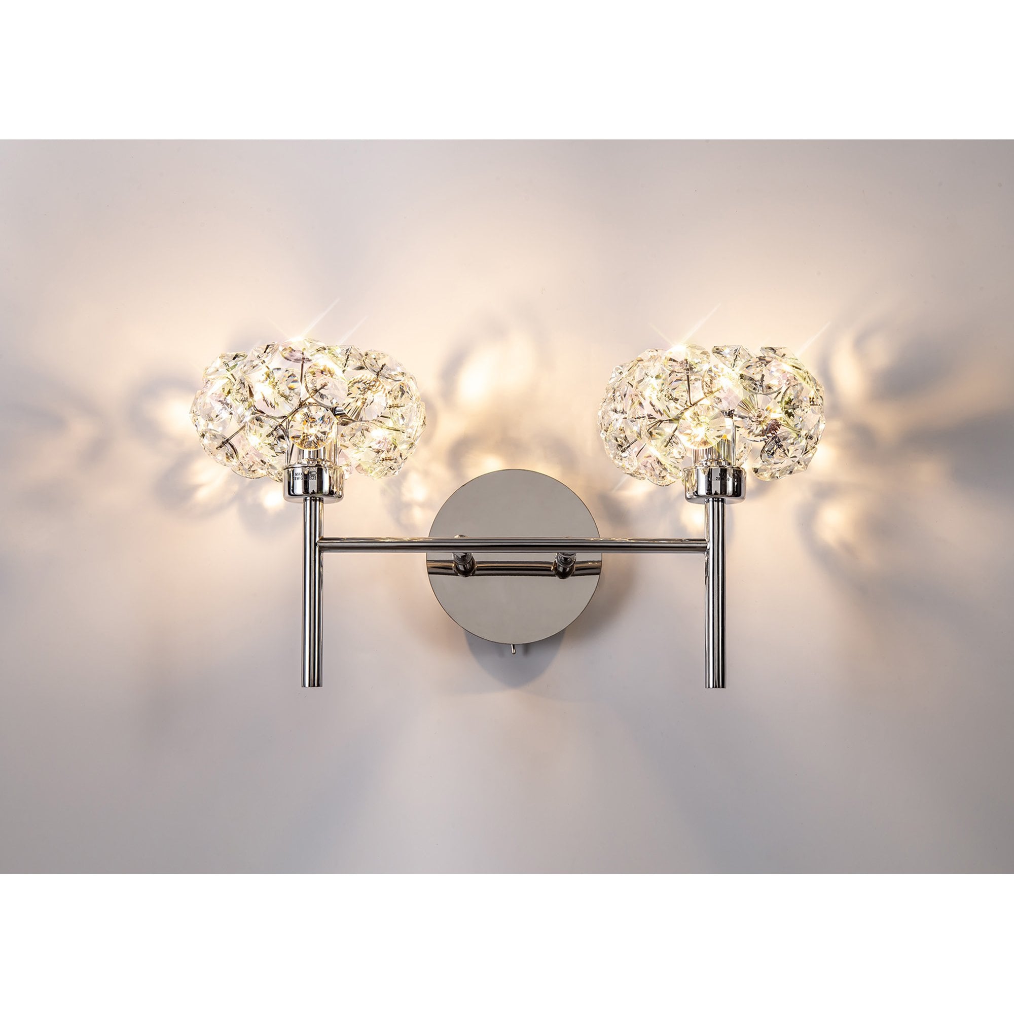 Fabula Grosvenor 2 Light Wall Lamp - Polished Chrome & Crystal Glass