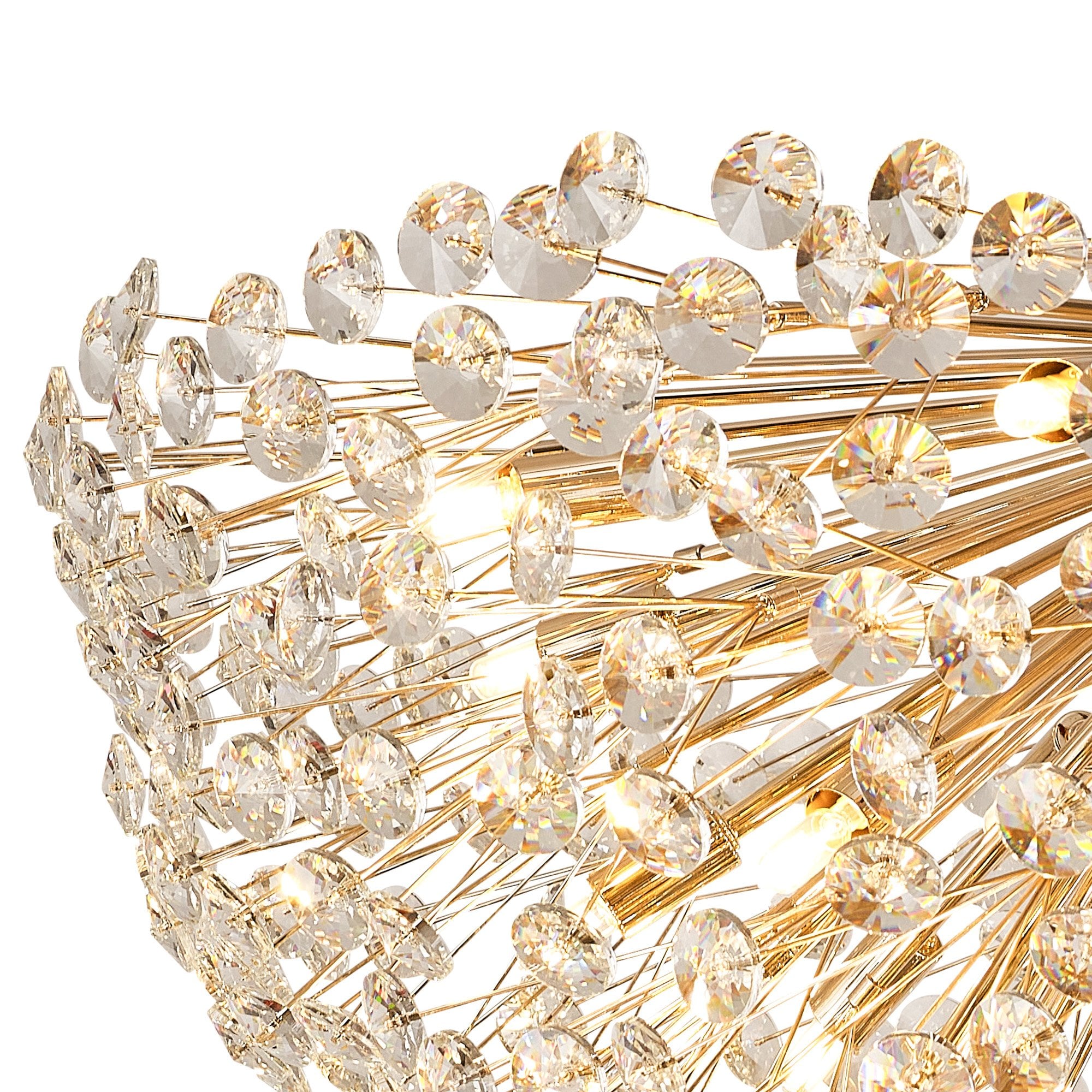 Fabula Grosvenor 21 Light Flush Light - French Gold & Crystal