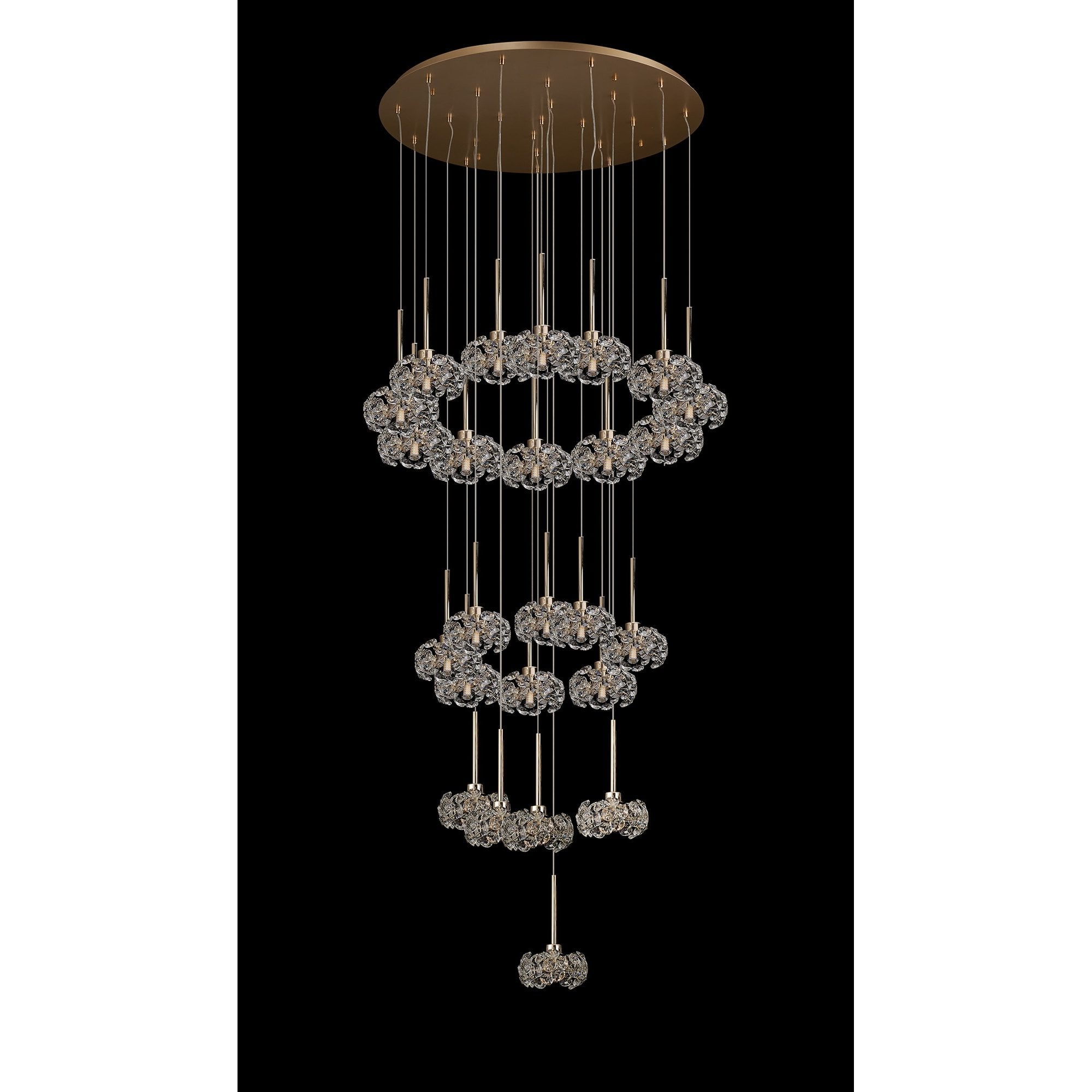 Fabula Grosvenor 24 Light Round Multi-Drop Pendant - French Gold & Crystal Glass