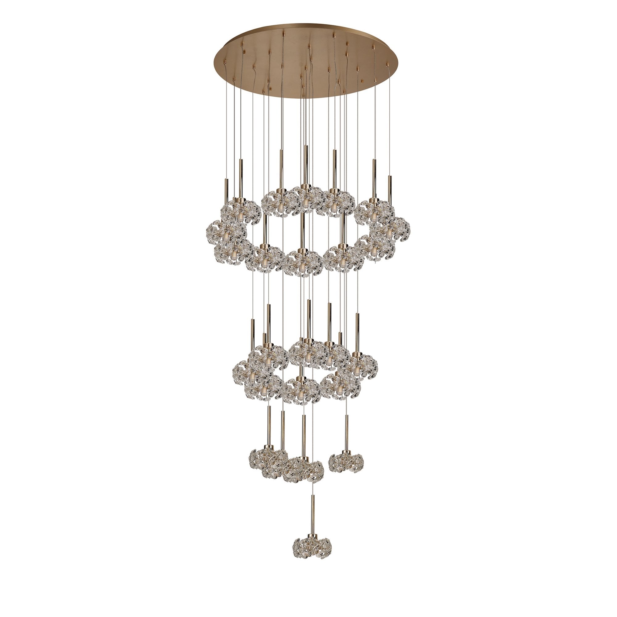 Fabula Grosvenor 24 Light Round Multi-Drop Pendant - French Gold & Crystal Glass