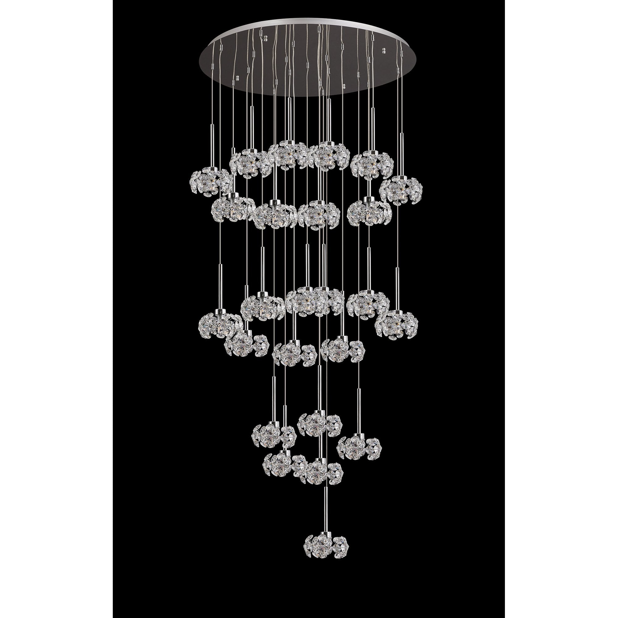 Fabula Grosvenor 24 Light Round Multi-Drop Pendant - Polished Chrome & Crystal Glass