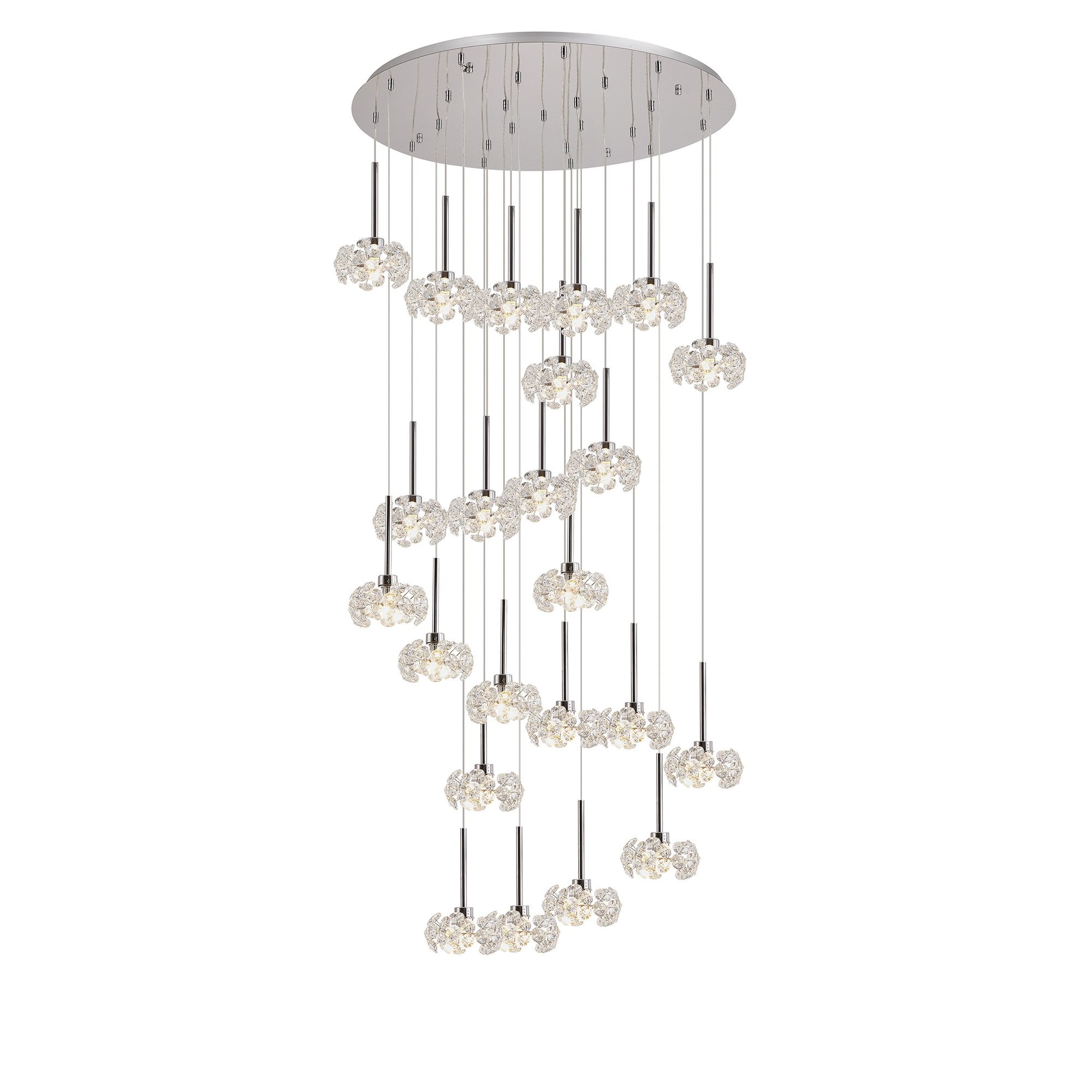 Fabula Grosvenor 24 Light Round Multi-Drop Pendant - Polished Chrome & Crystal Glass