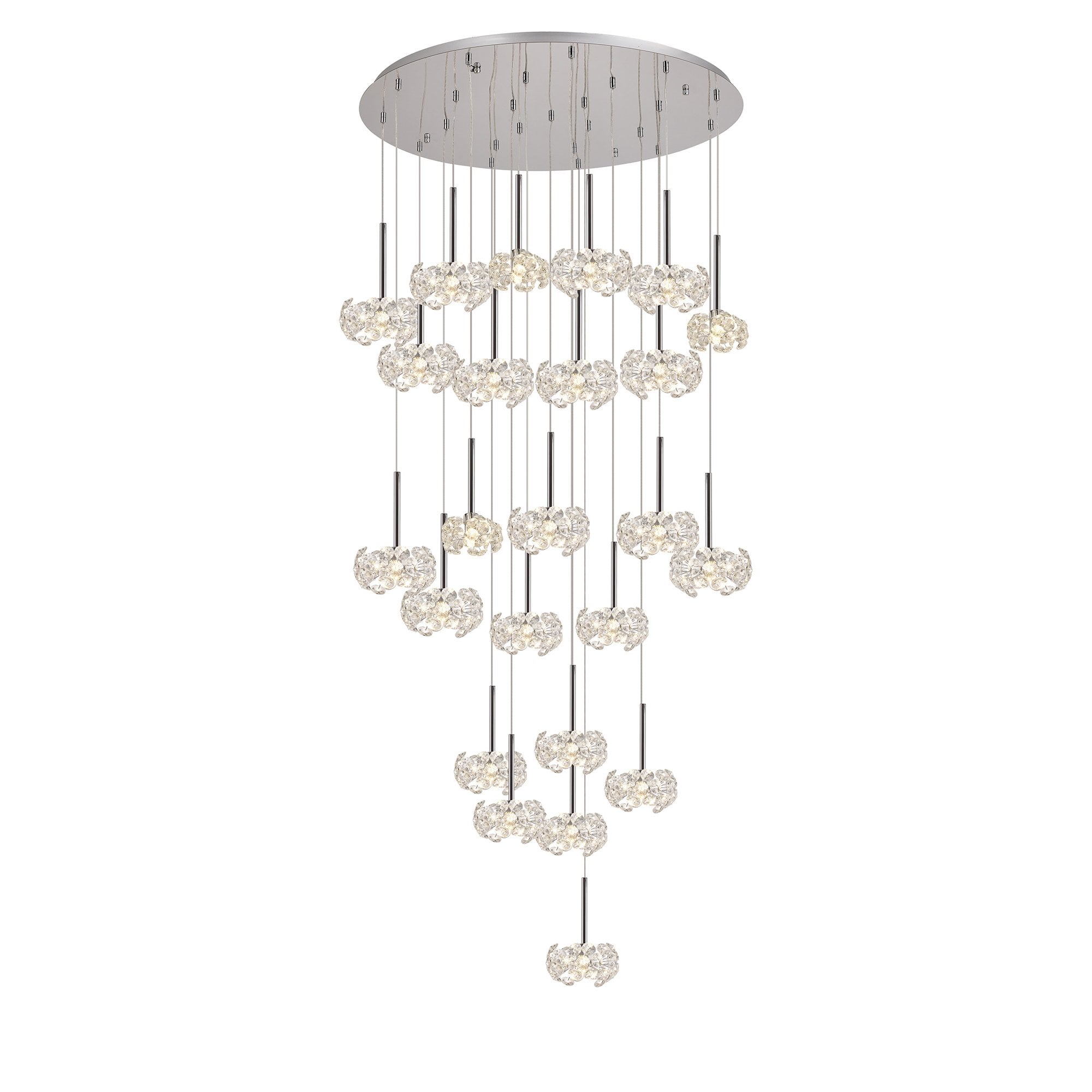 Fabula Grosvenor 24 Light Round Multi-Drop Pendant - Polished Chrome & Crystal Glass
