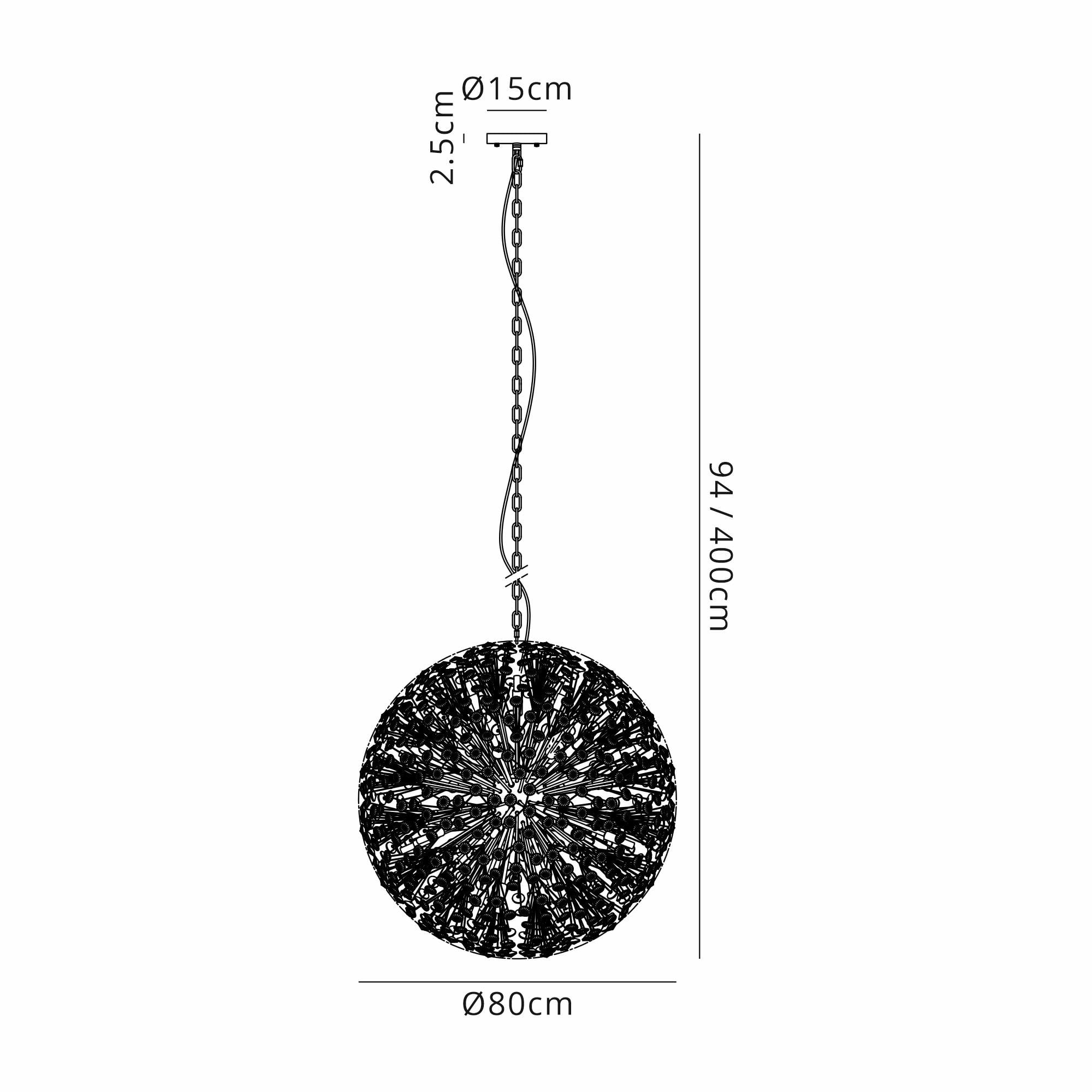 Fabula Grosvenor 24 Light Spherical Pendant - Polished Chrome & Crystal