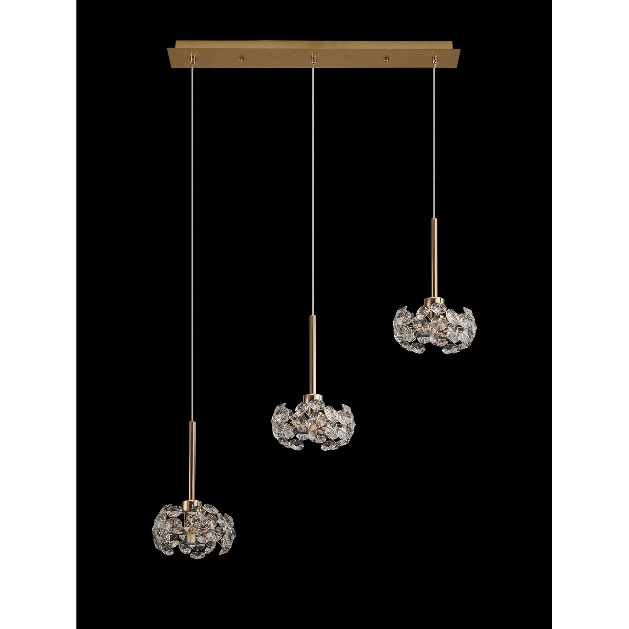 Fabula Grosvenor 3 Light Linear Pendant - French Gold & Crystal Glass