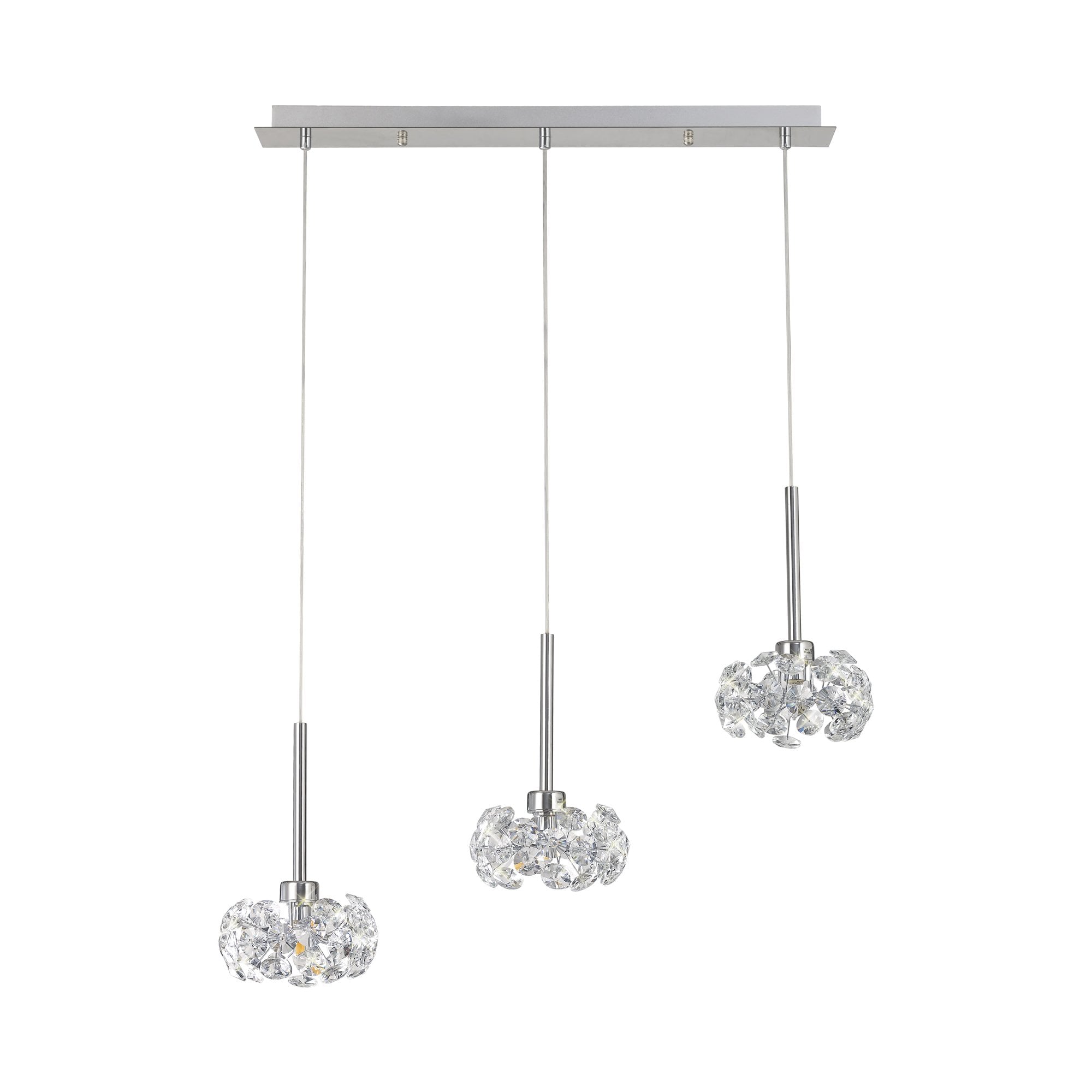 Fabula Grosvenor 3 Light Linear Pendant - Polished Chrome & Crystal Glass