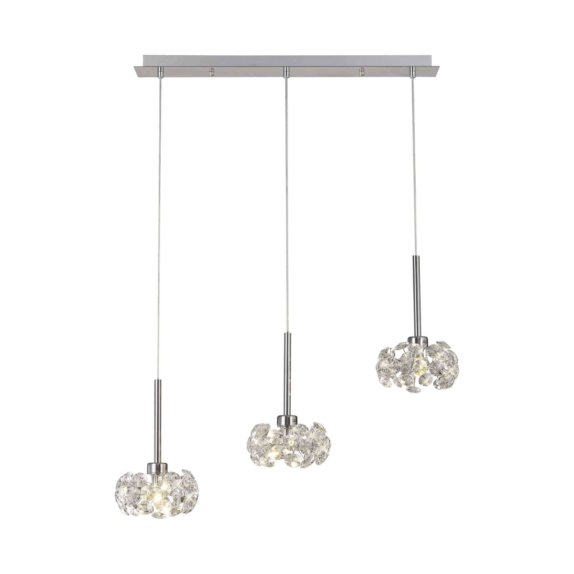 Fabula Grosvenor 3 Light Linear Pendant - Polished Chrome & Crystal Glass