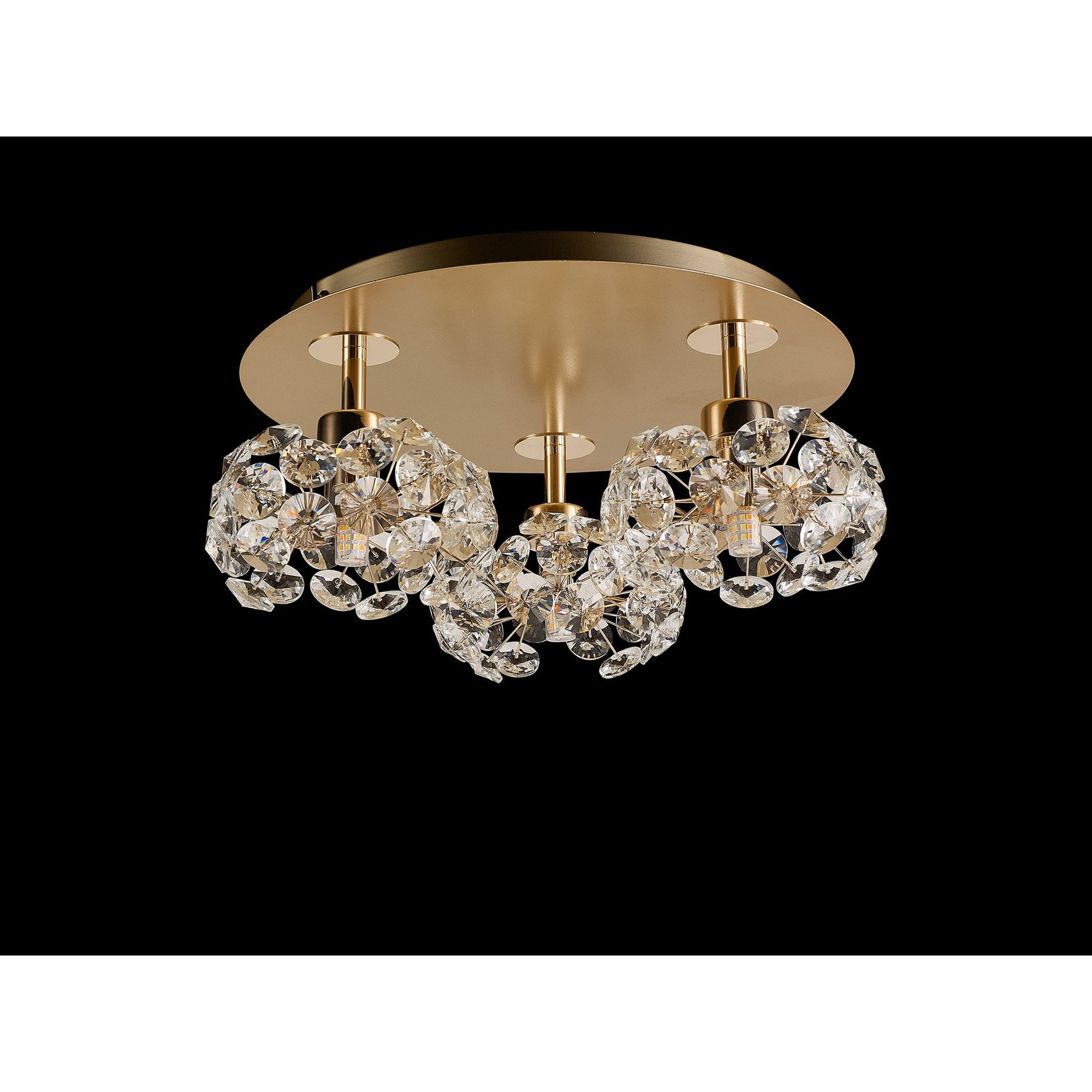 Fabula Grosvenor 3 Light Round Flush Light - French Gold & Crystal Glass