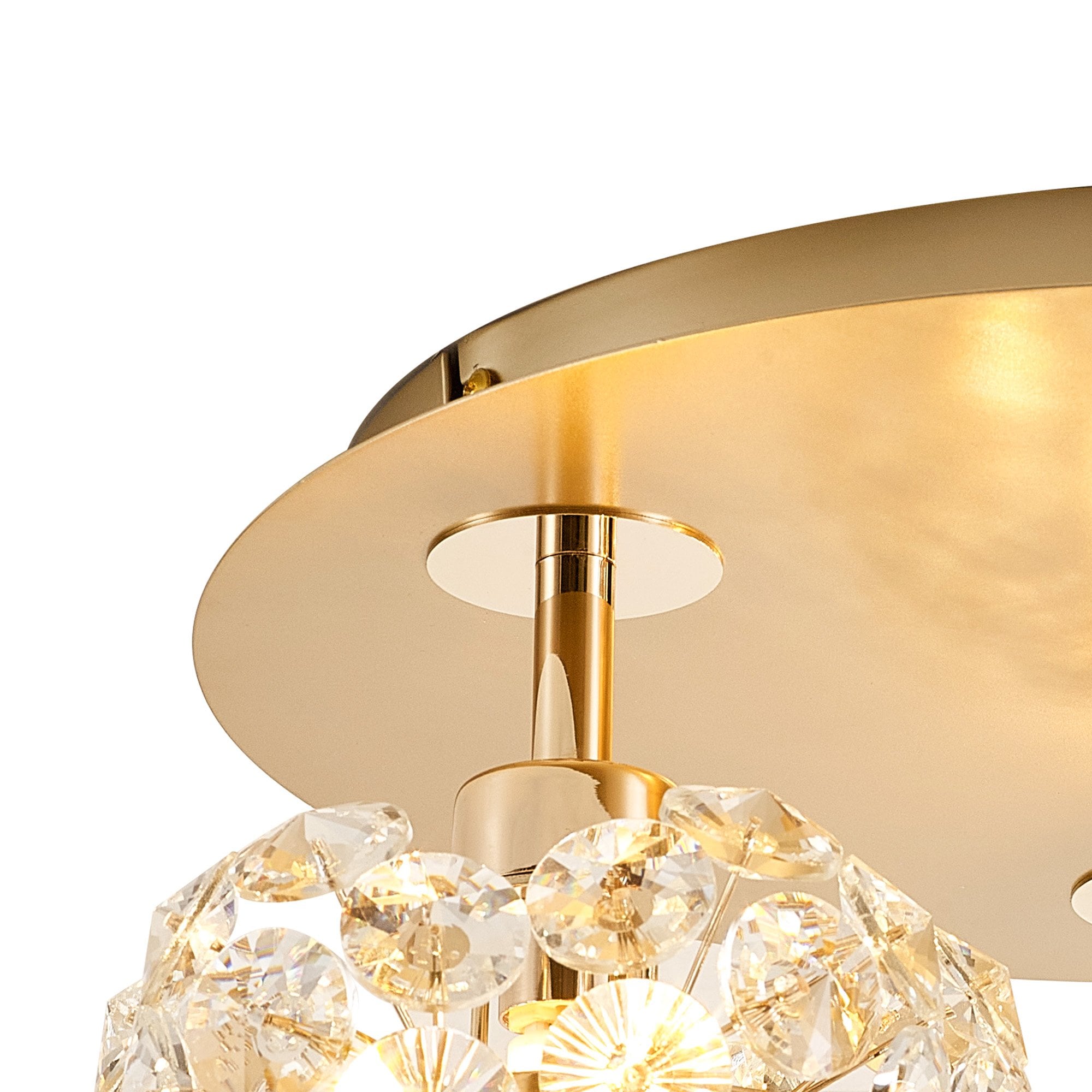 Fabula Grosvenor 3 Light Round Flush Light - French Gold & Crystal Glass
