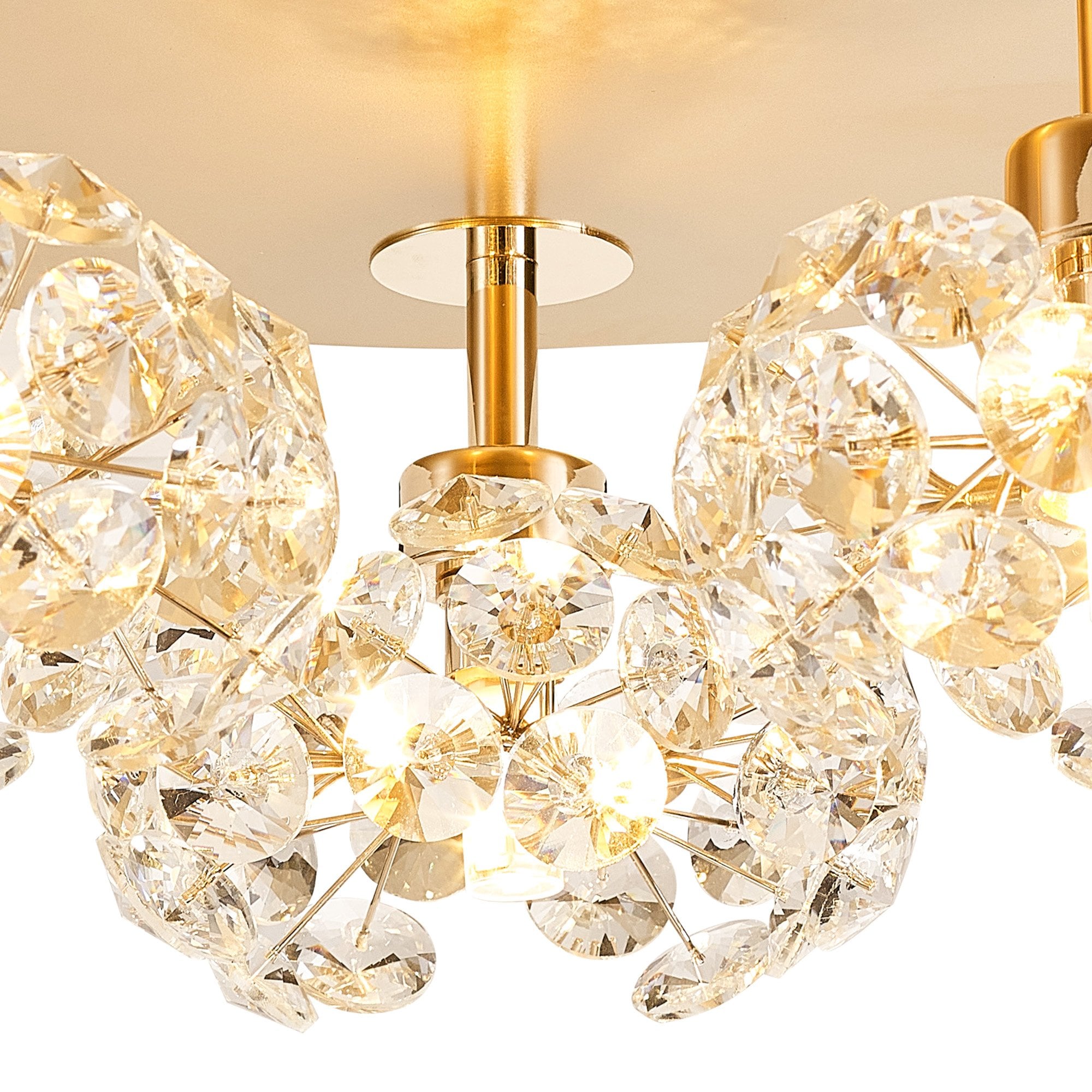 Fabula Grosvenor 3 Light Round Flush Light - French Gold & Crystal Glass