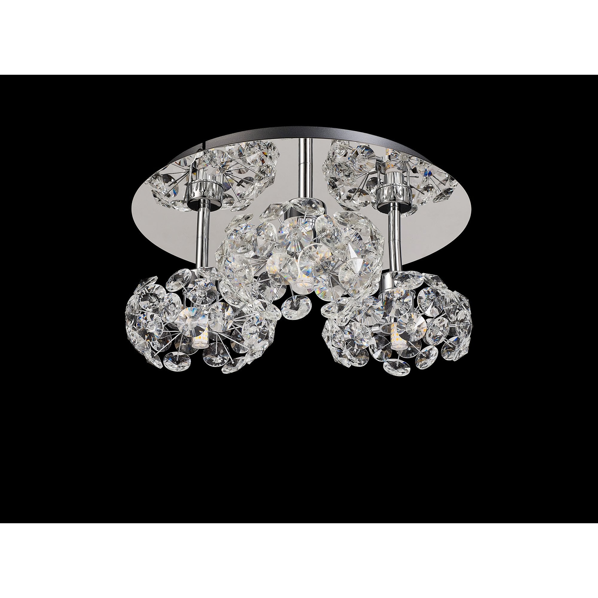 Fabula Grosvenor 3 Light Round Flush Light - Polished Chrome & Crystal Glass