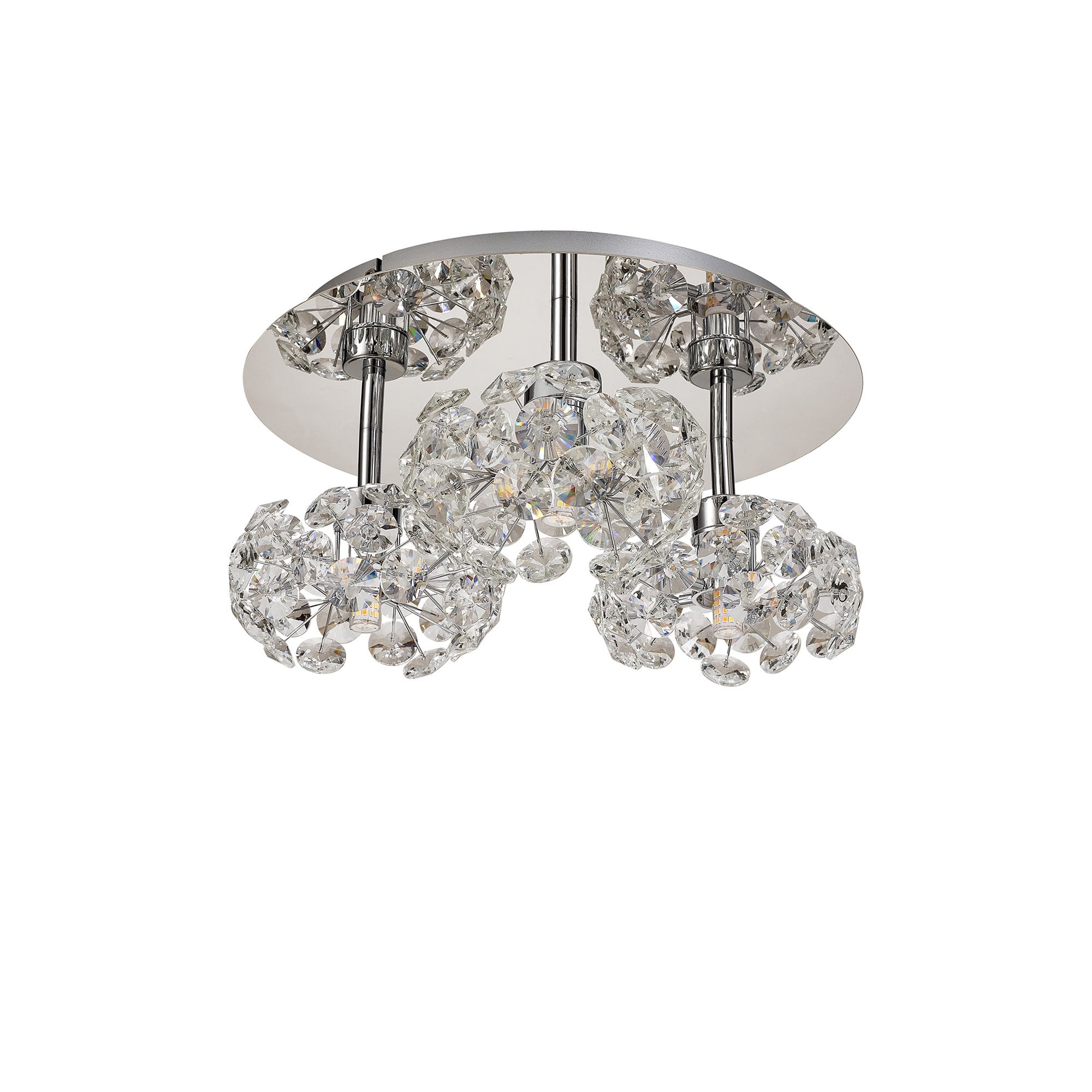 Fabula Grosvenor 3 Light Round Flush Light - Polished Chrome & Crystal Glass