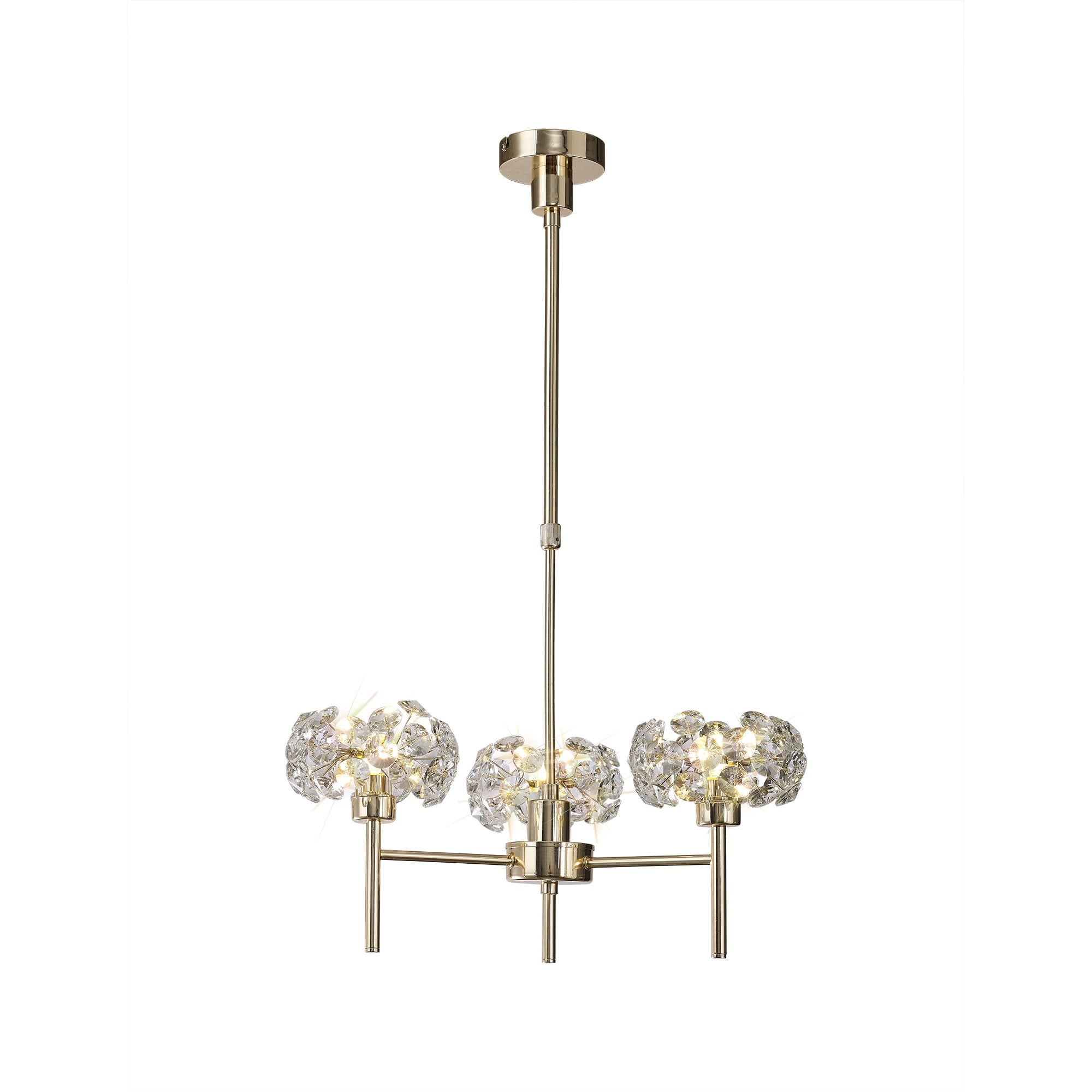 Fabula Grosvenor 3 Light Telescopic Light - French Gold & Crystal Glass