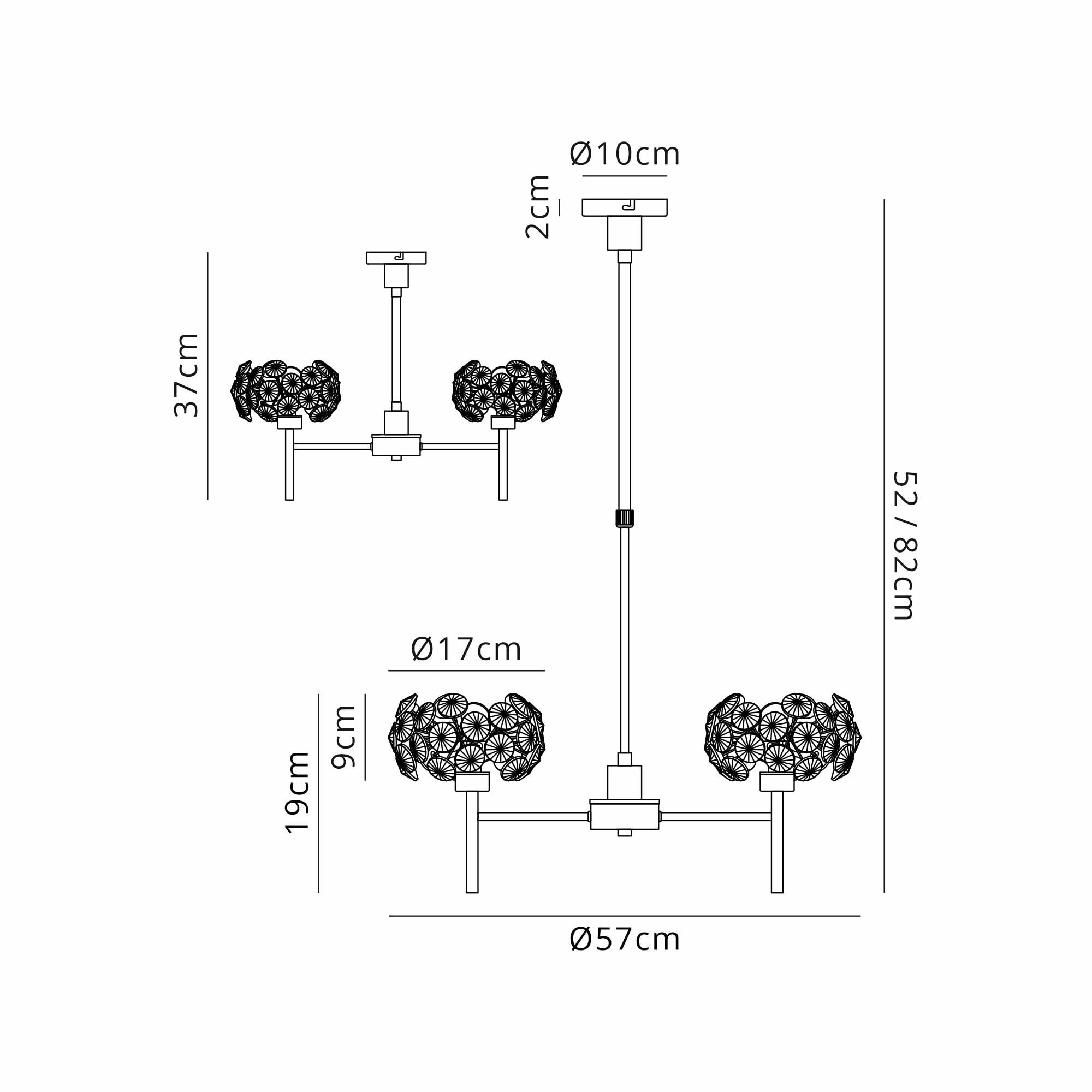 Fabula Grosvenor 3 Light Telescopic Light - French Gold & Crystal Glass