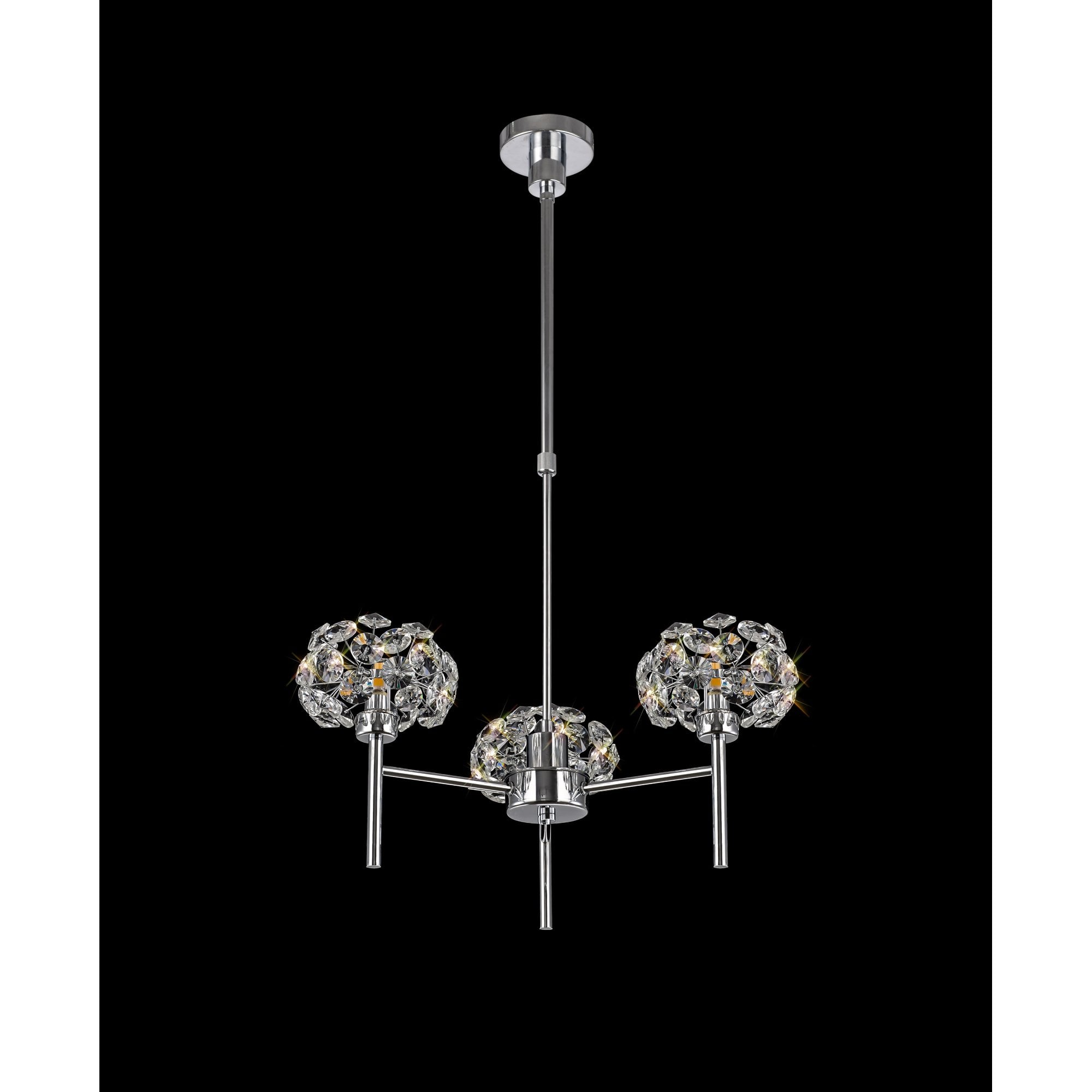 Fabula Grosvenor 3 Light Telescopic Light - Polished Chrome & Crystal Glass