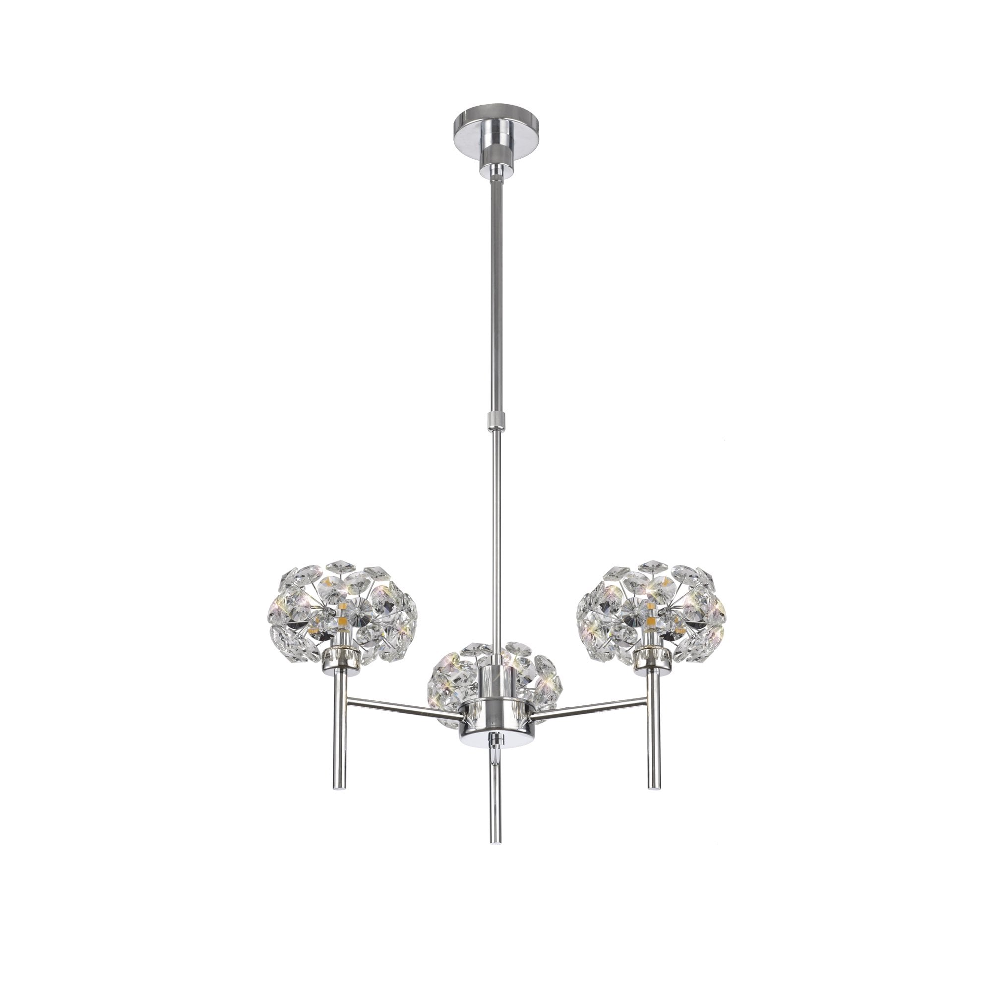 Fabula Grosvenor 3 Light Telescopic Light - Polished Chrome & Crystal Glass