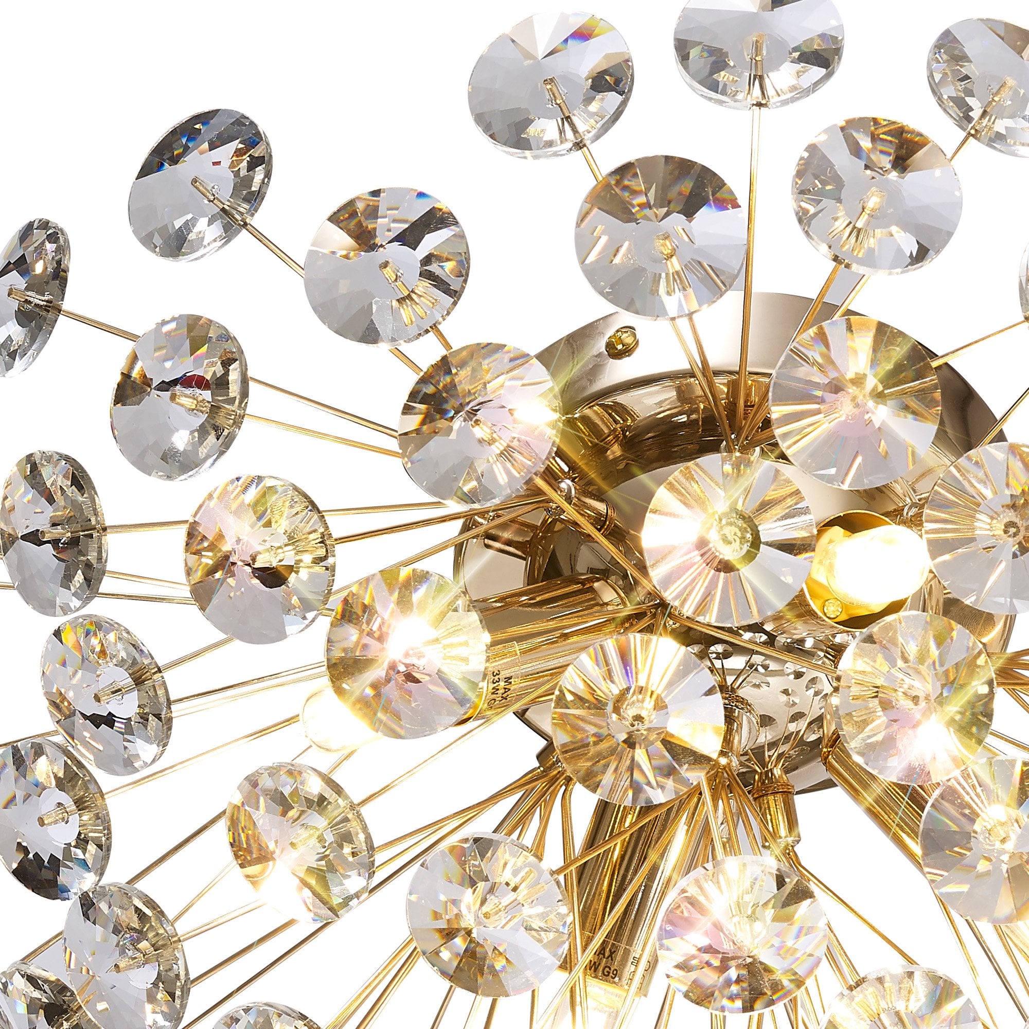 Fabula Grosvenor 4 Light Flush Light - French Gold & Crystal