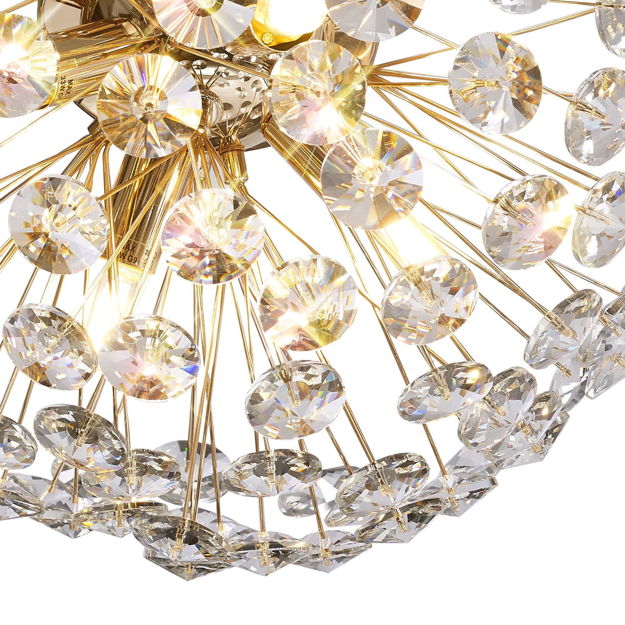 Fabula Grosvenor 4 Light Flush Light - French Gold & Crystal