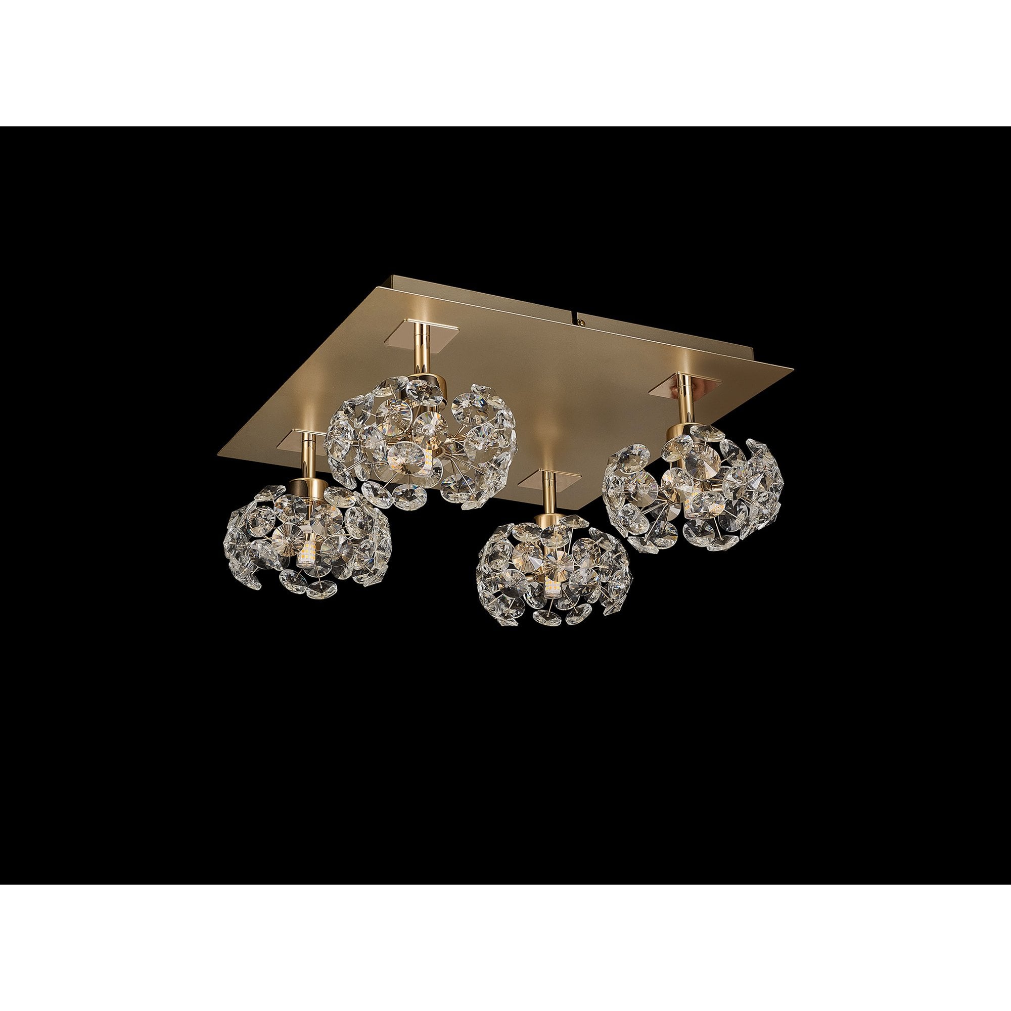 Fabula Grosvenor 4 Light Square Flush Light - French Gold Square & Crystal Glass