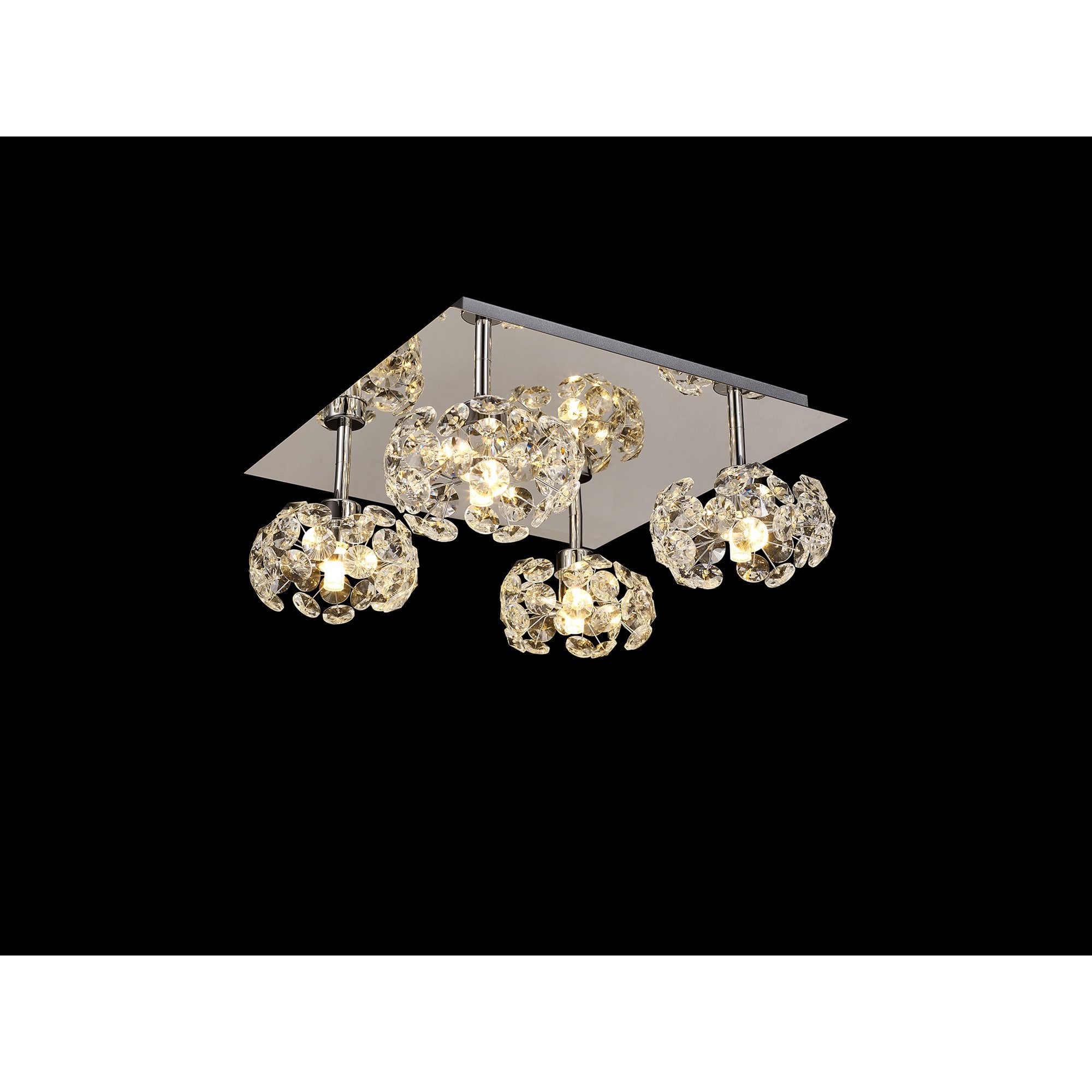 Fabula Grosvenor 4 Light Square Flush Light - Polished Chrome & Crystal Glass