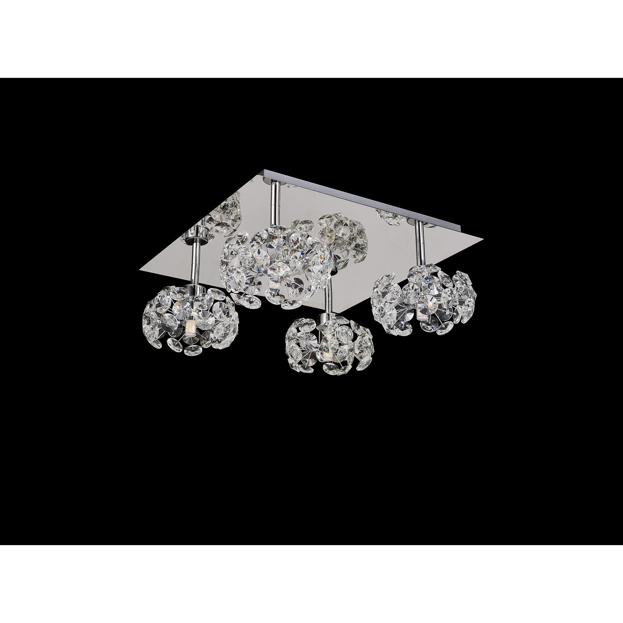 Fabula Grosvenor 4 Light Square Flush Light - Polished Chrome & Crystal Glass