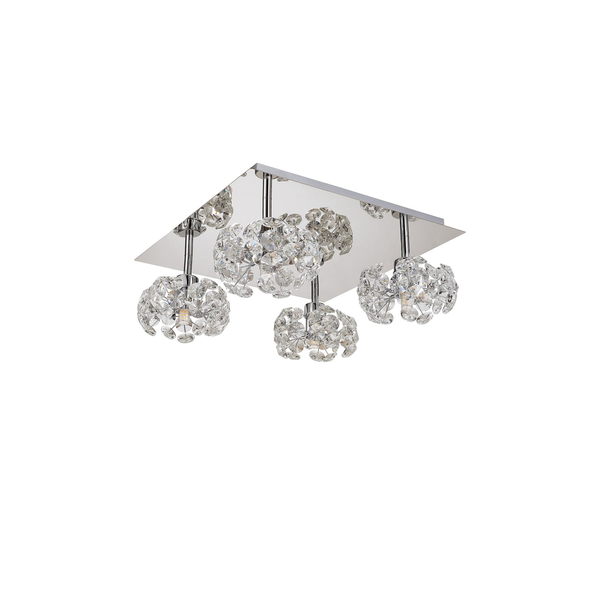 Fabula Grosvenor 4 Light Square Flush Light - Polished Chrome & Crystal Glass