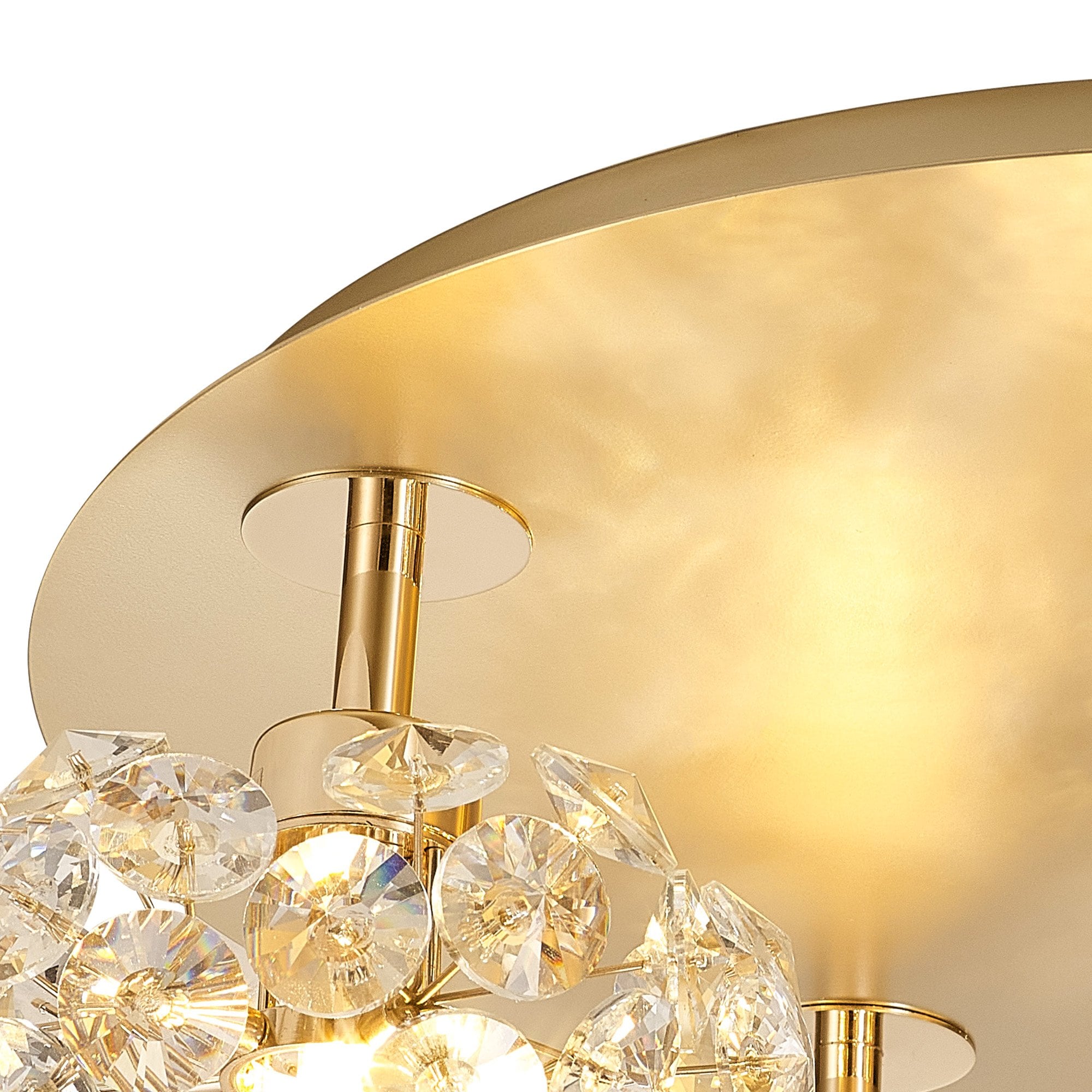 Fabula Grosvenor 5 Light Round Flush Light - French Gold & Crystal Glass