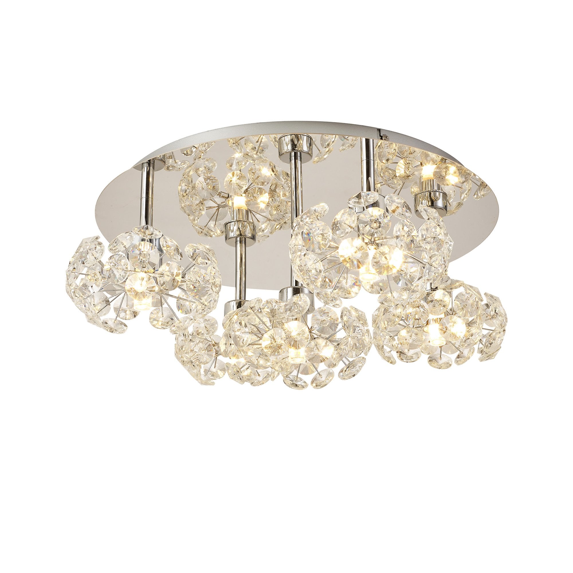 Fabula Grosvenor 5 Light Round Flush Light - Polished Chrome & Crystal Glass