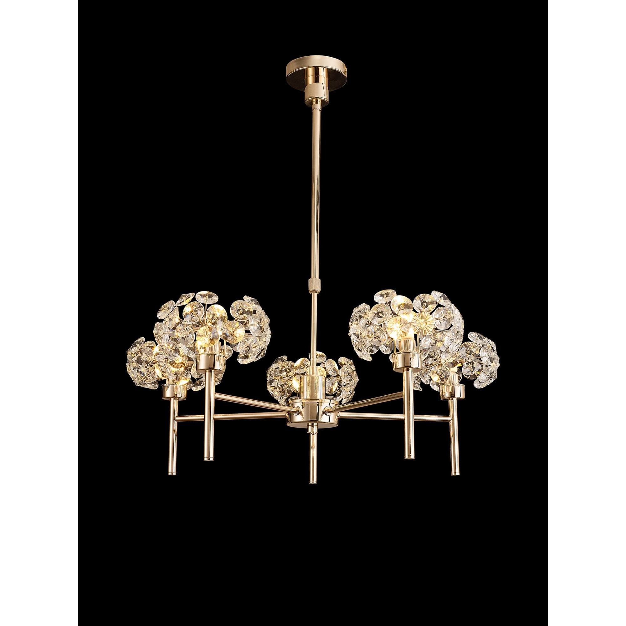 Fabula Grosvenor 5 Light Telescopic Light - French Gold & Crystal Glass