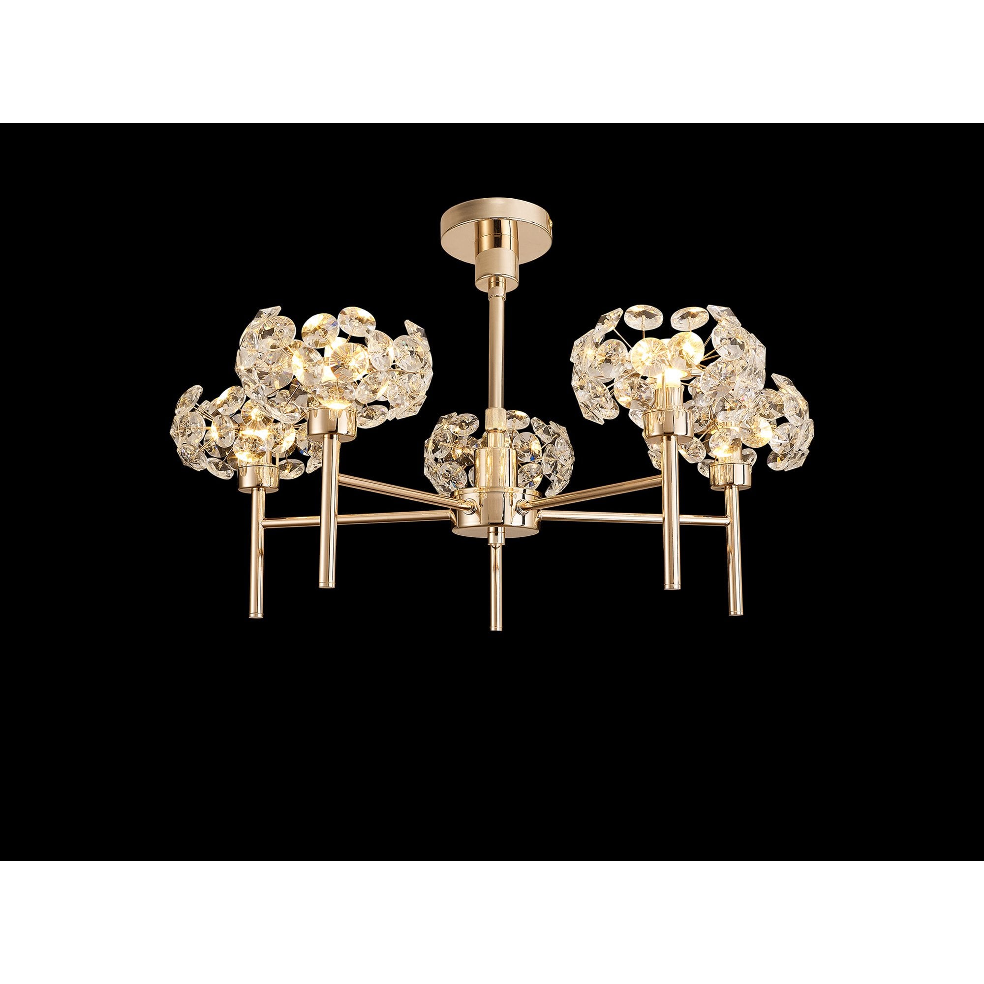 Fabula Grosvenor 5 Light Telescopic Light - French Gold & Crystal Glass