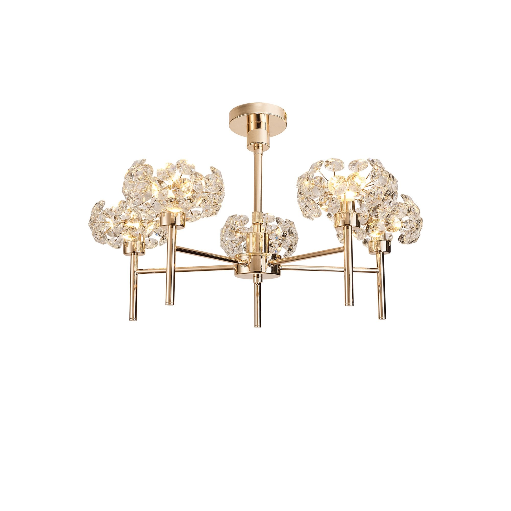 Fabula Grosvenor 5 Light Telescopic Light - French Gold & Crystal Glass