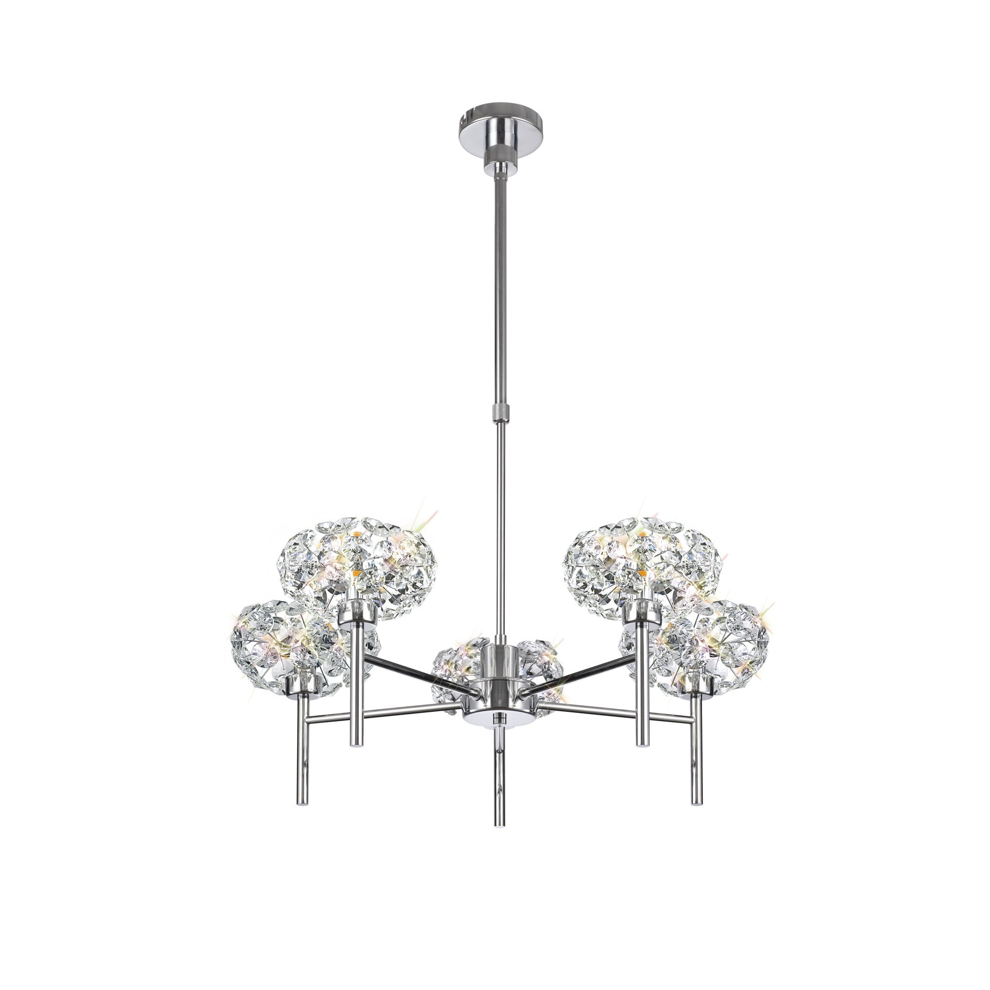 Fabula Grosvenor 5 Light Telescopic Light - Polished Chrome & Crystal Glass